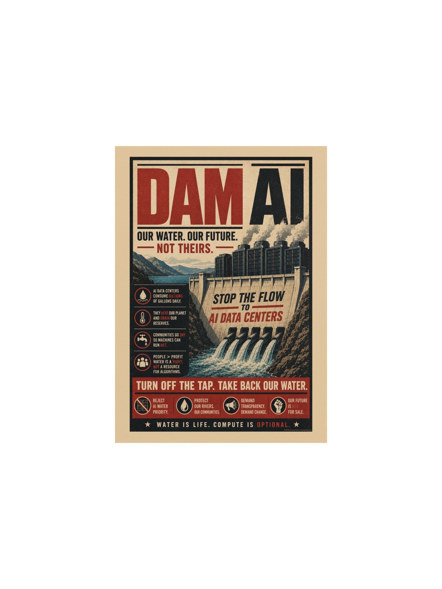 Dam AI – Dystopian Water Wars Resistance Poster product image (1)