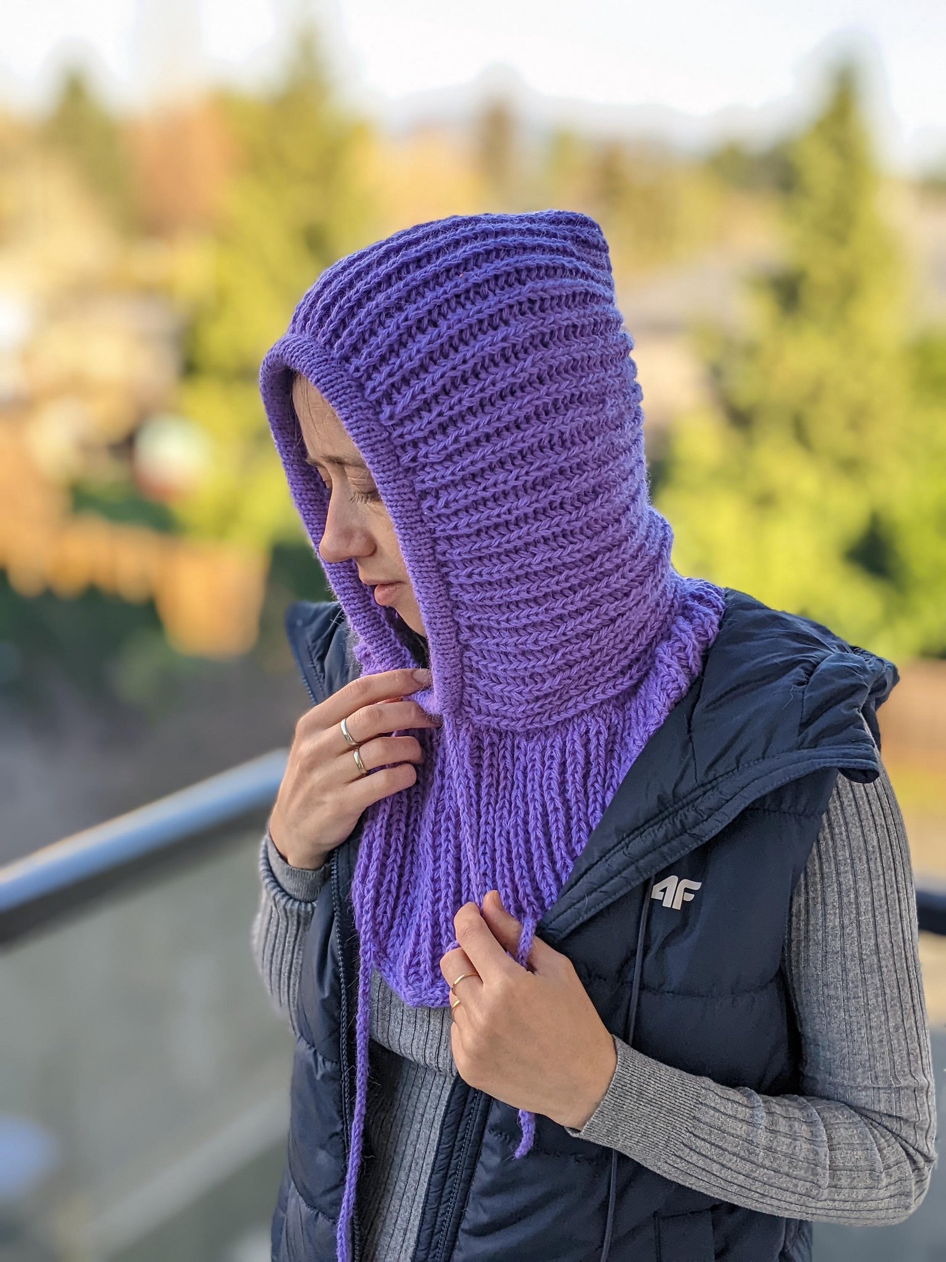 Knit Ribbed Hooded Cowl Pattern product image (5)
