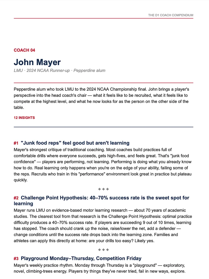 The D1 Coach Compendium — 191 D1 Beach Head Coach's Insights On Succesfull Recruiting product image (2)