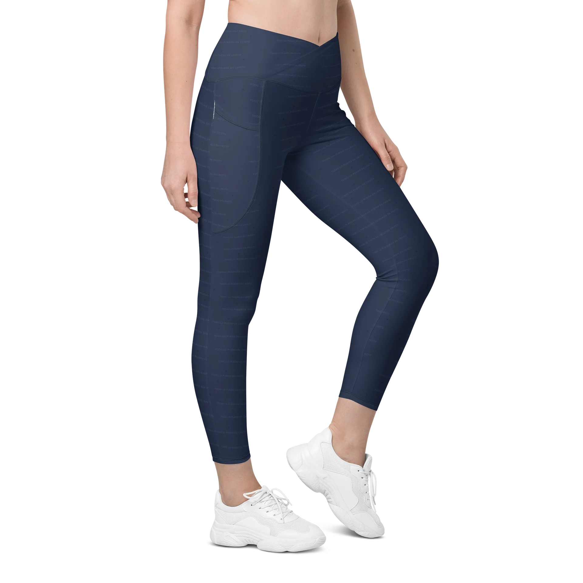 Crossover Leggings with Pockets — Women Who Lift (Navy) product image (9)