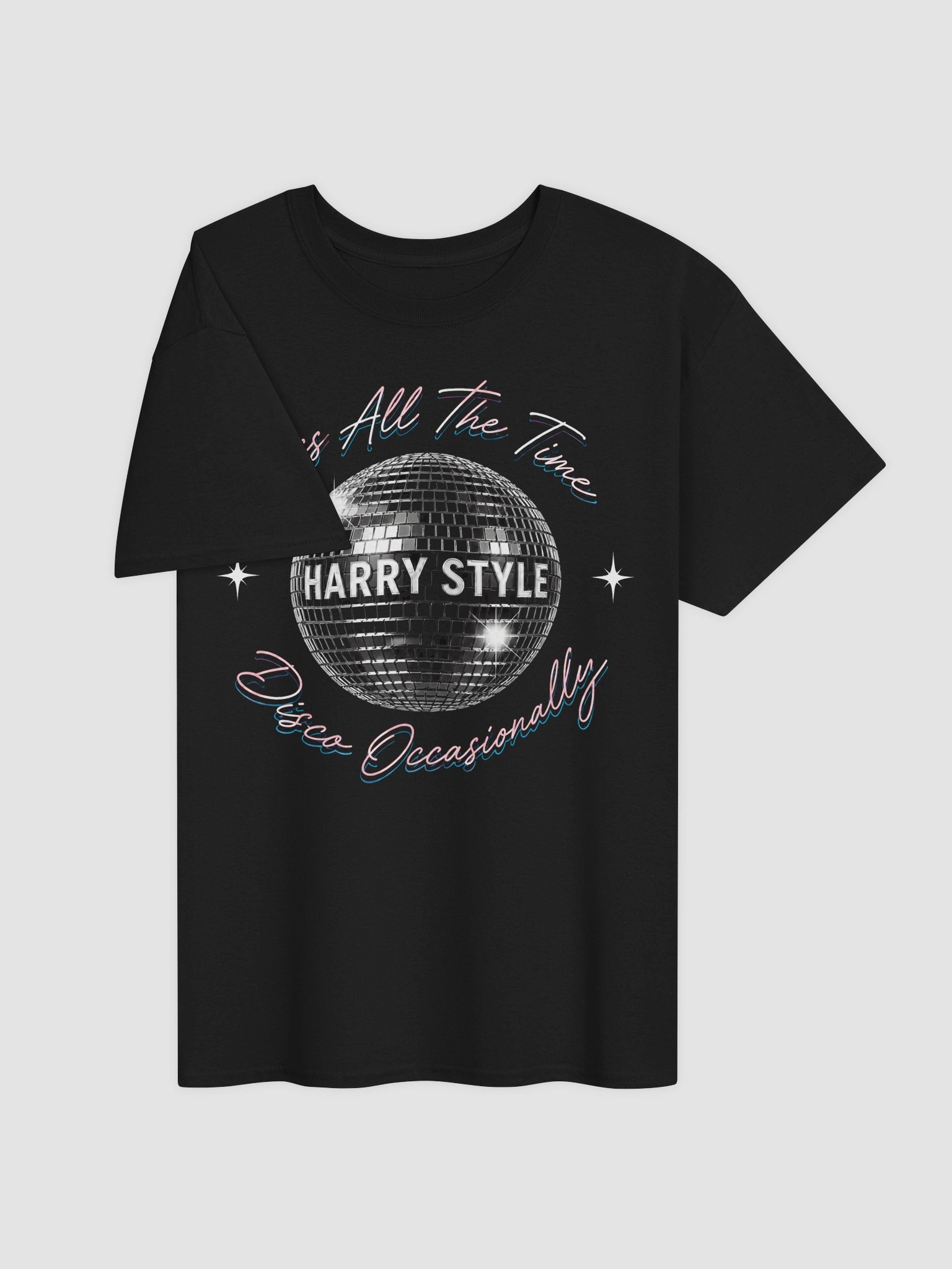Harry Styles Black Neon Disco Ball T-Shirt | Kiss All The Time Fan Tee product image (2)