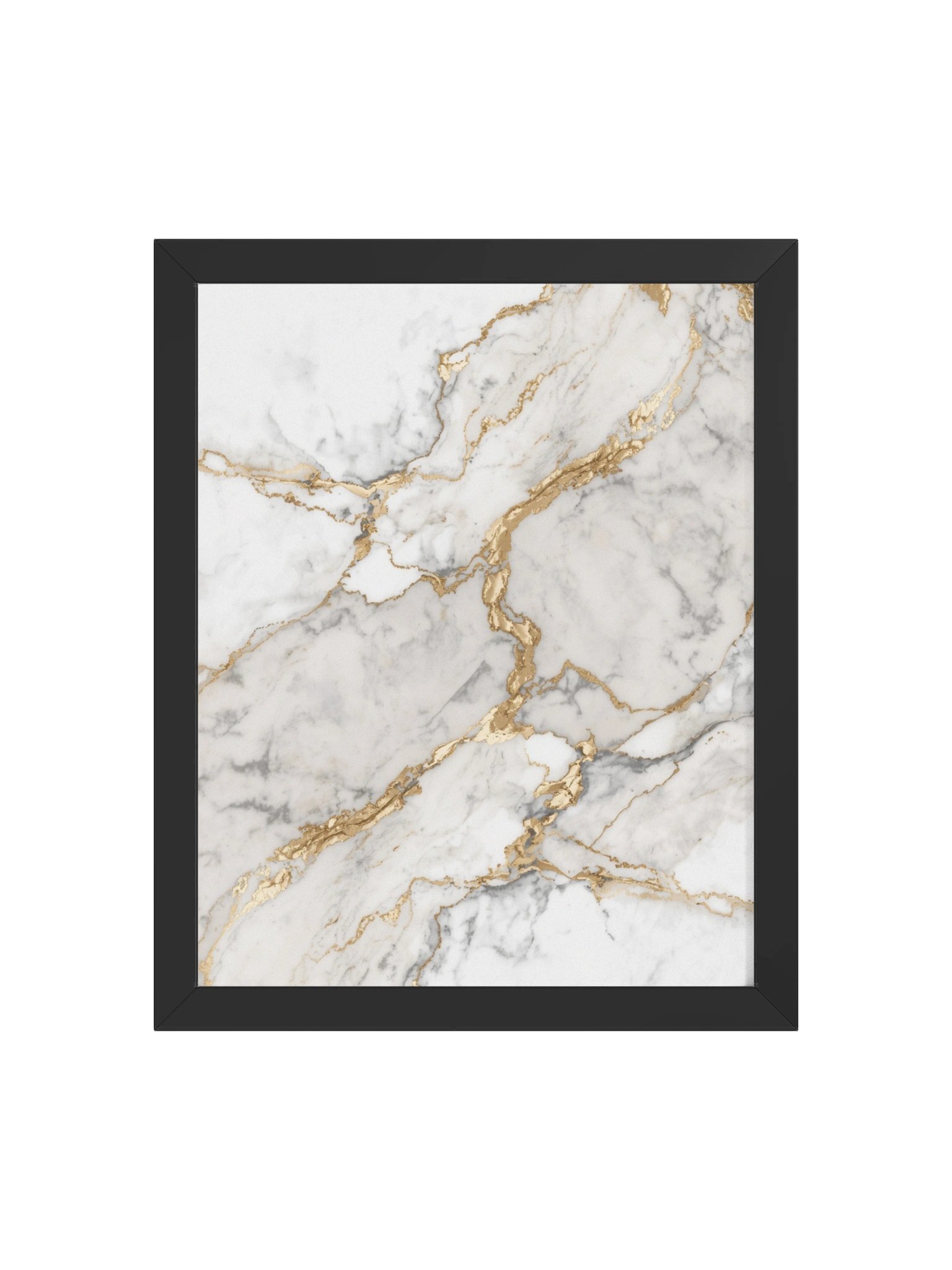 Golden Veins Marble Wall Art | Elegant White & Gold Abstract Decor 28×36 cm product image (2)