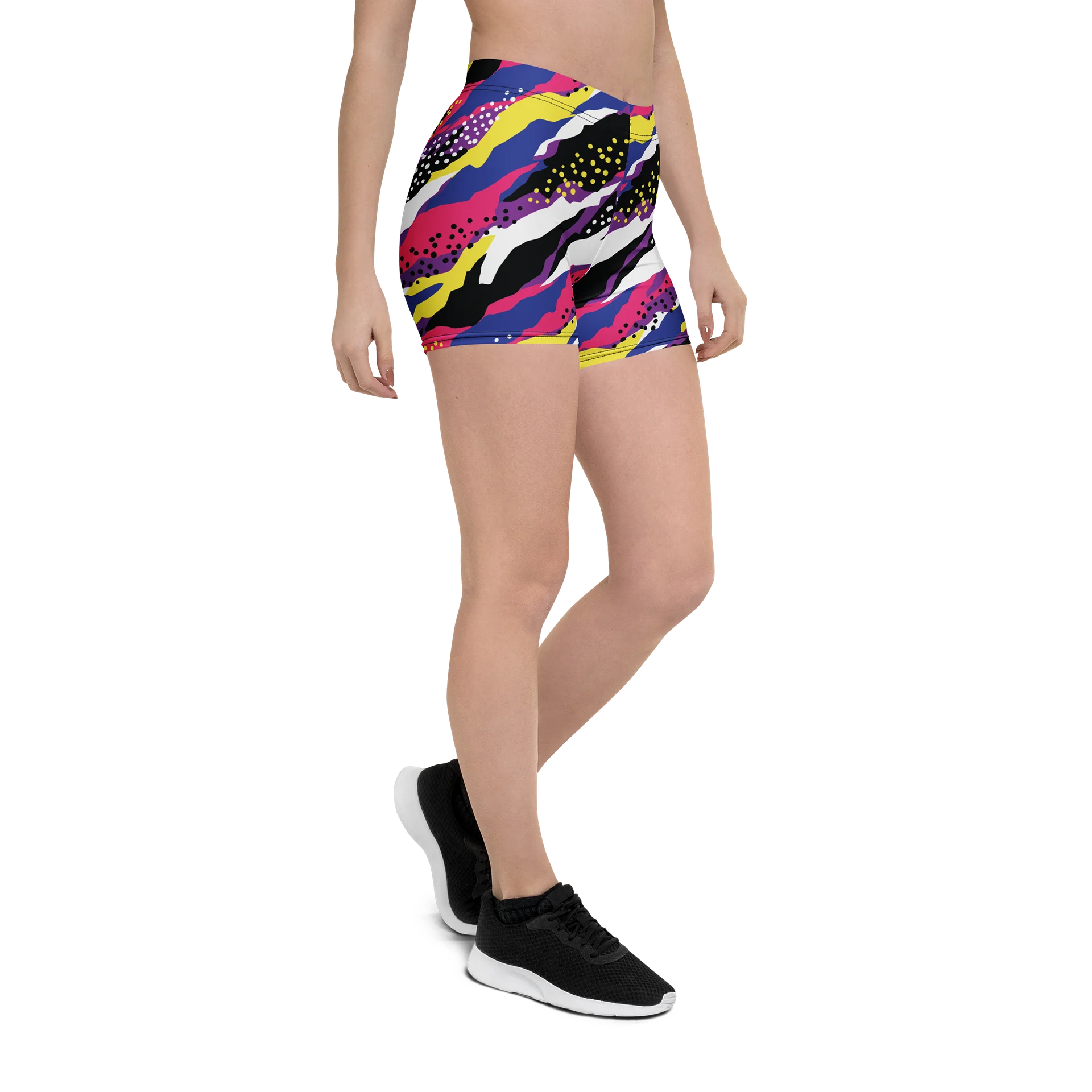 Retro 90s Cyber-Pop Waves | Vibrant All-Over Print Shorts product image (6)