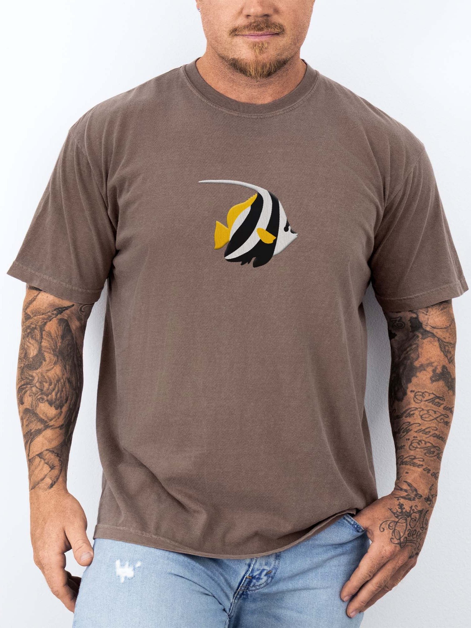 Bannerfish Embroidered Shirt | Reef Aquarium Fish Embroidery Tee | Saltwater Marine Fish Apparel product image (2)