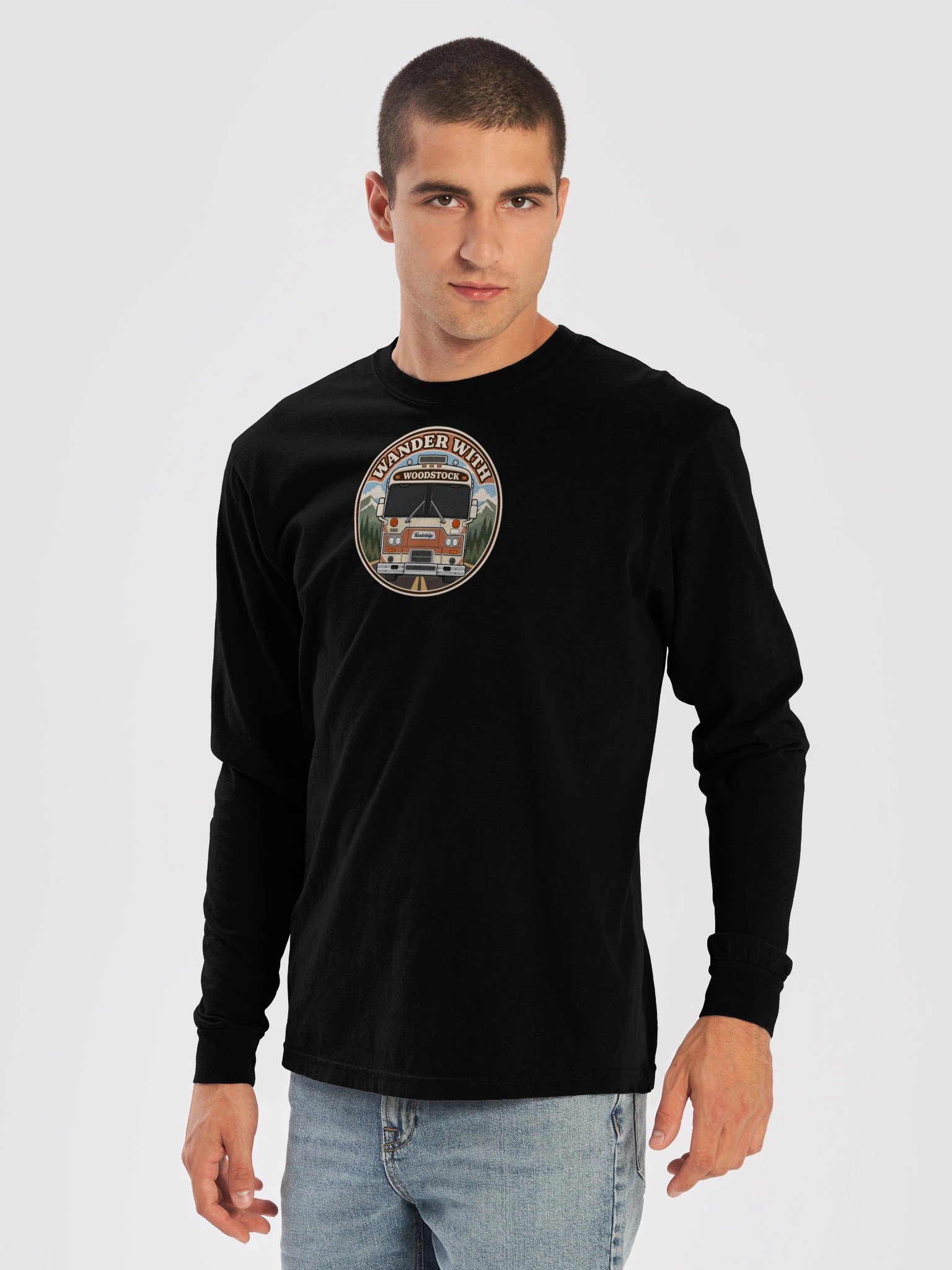Woodstock Road Club Long Sleeve · Comfort Colors — Front & Center — Dark Windshield product image (12)