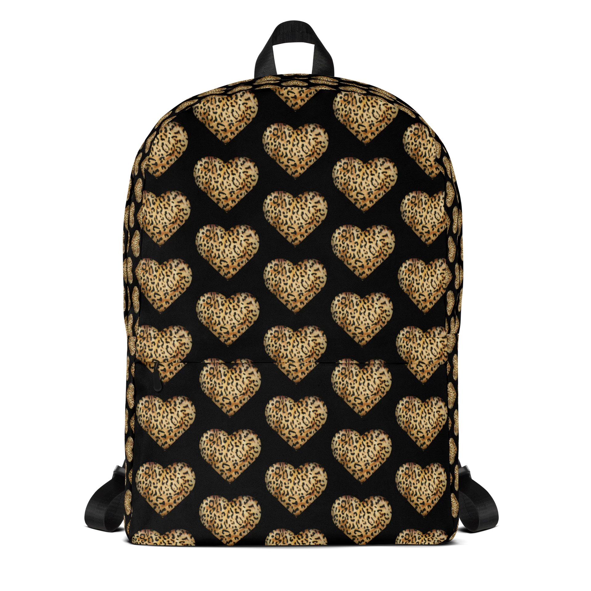 Leopard Skin Farbric Heart in Orange Gold - All-Over Print Backpack product image (5)