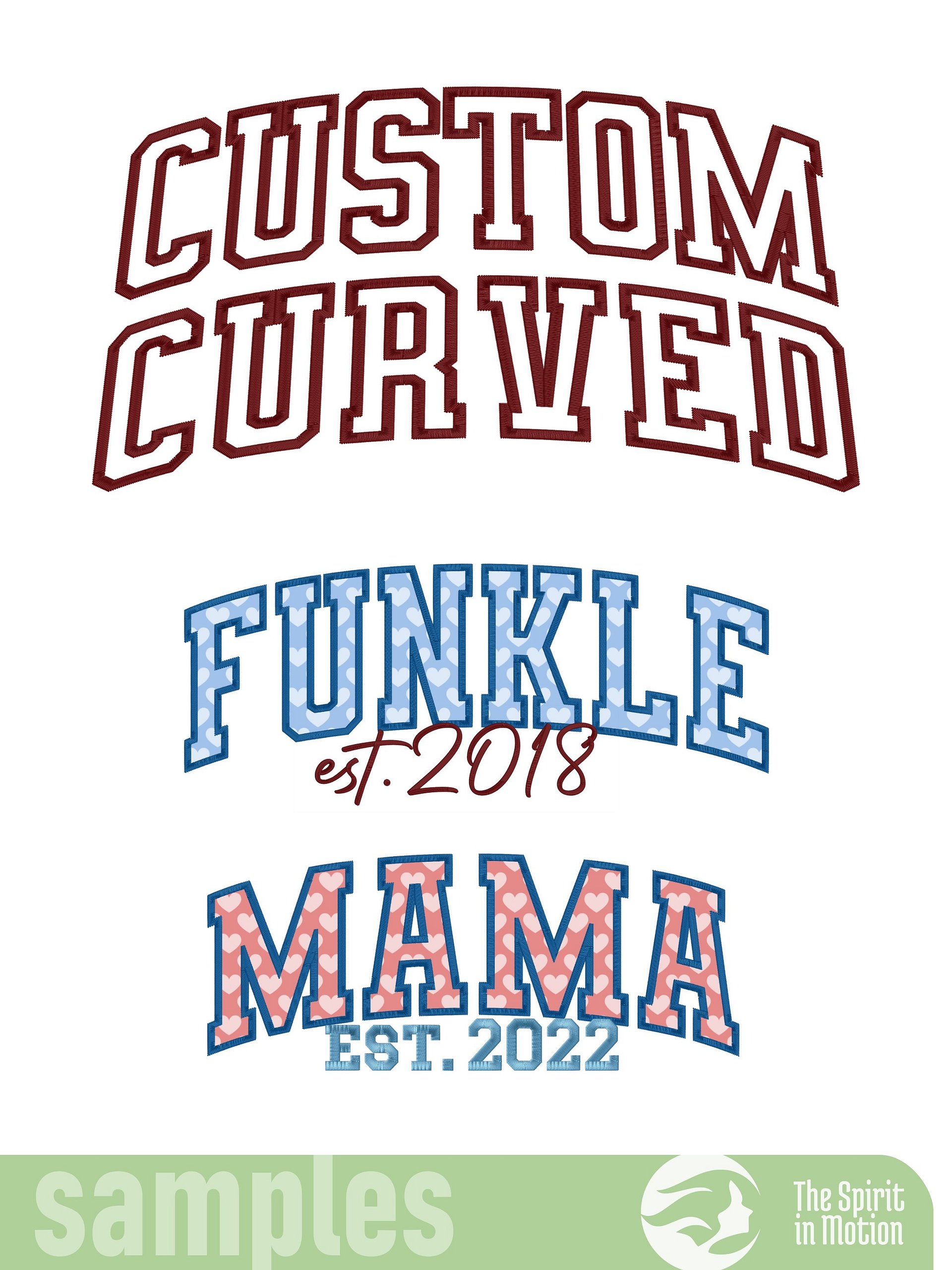 Custom Curved Name Applique Design Using Varsity Font | PES, DST, JEF product image (3)
