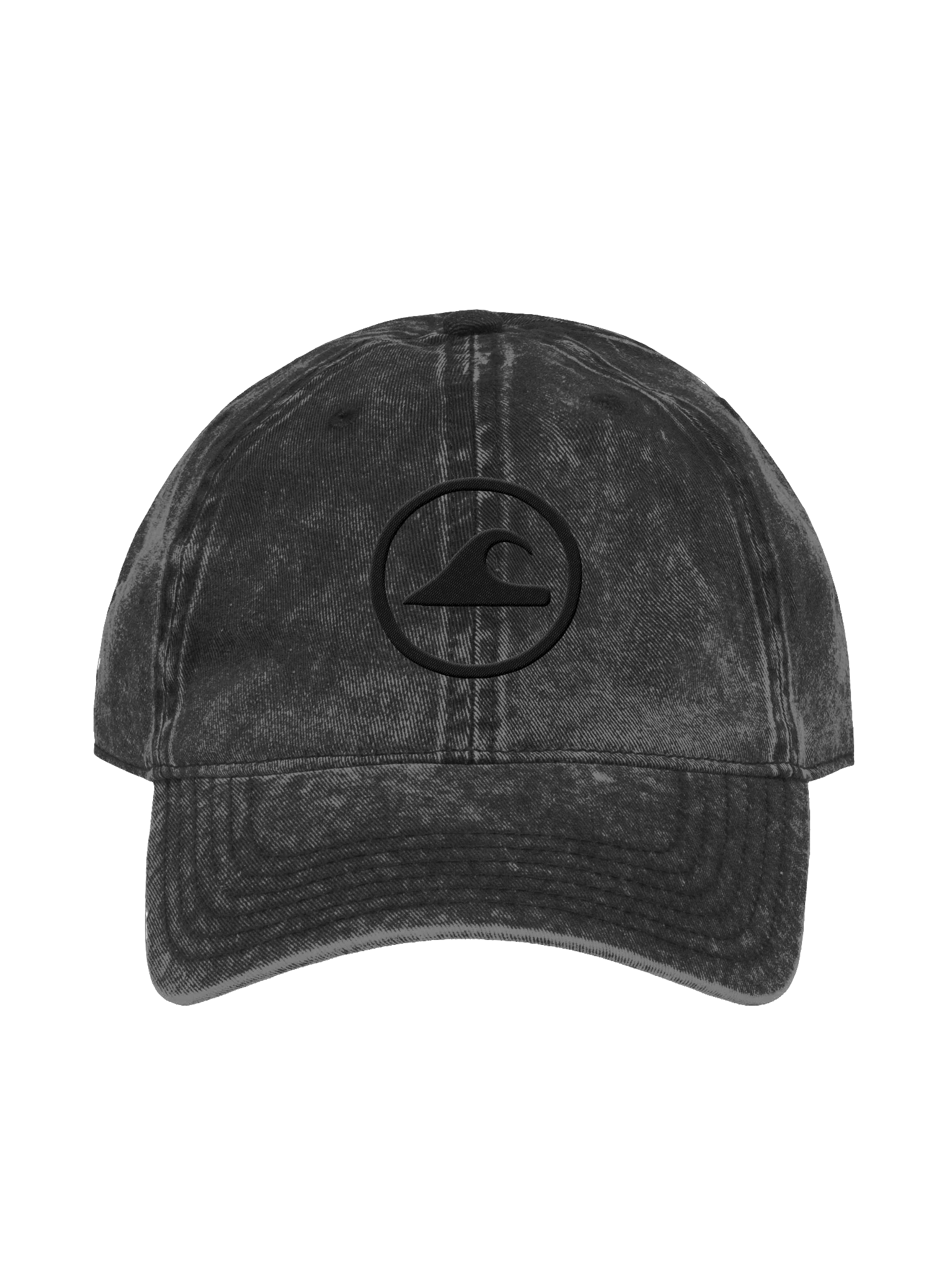 Embroidered Wave Rider Otto Vintage Wash Dad Hat (Blackout) product image (1)