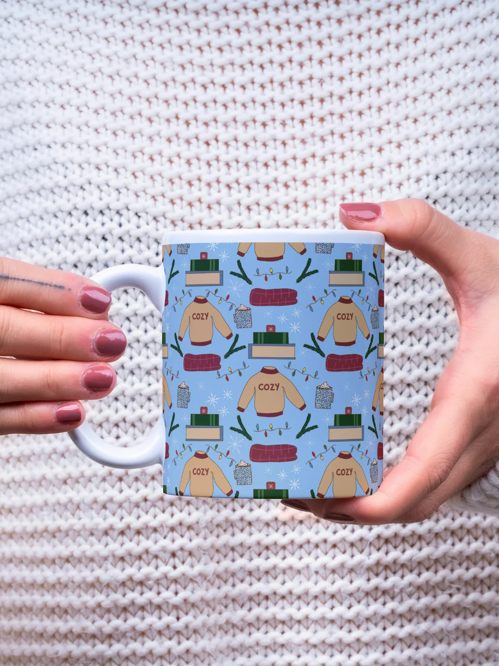 Cozy Winter Pattern Mug in Blue product image (1)