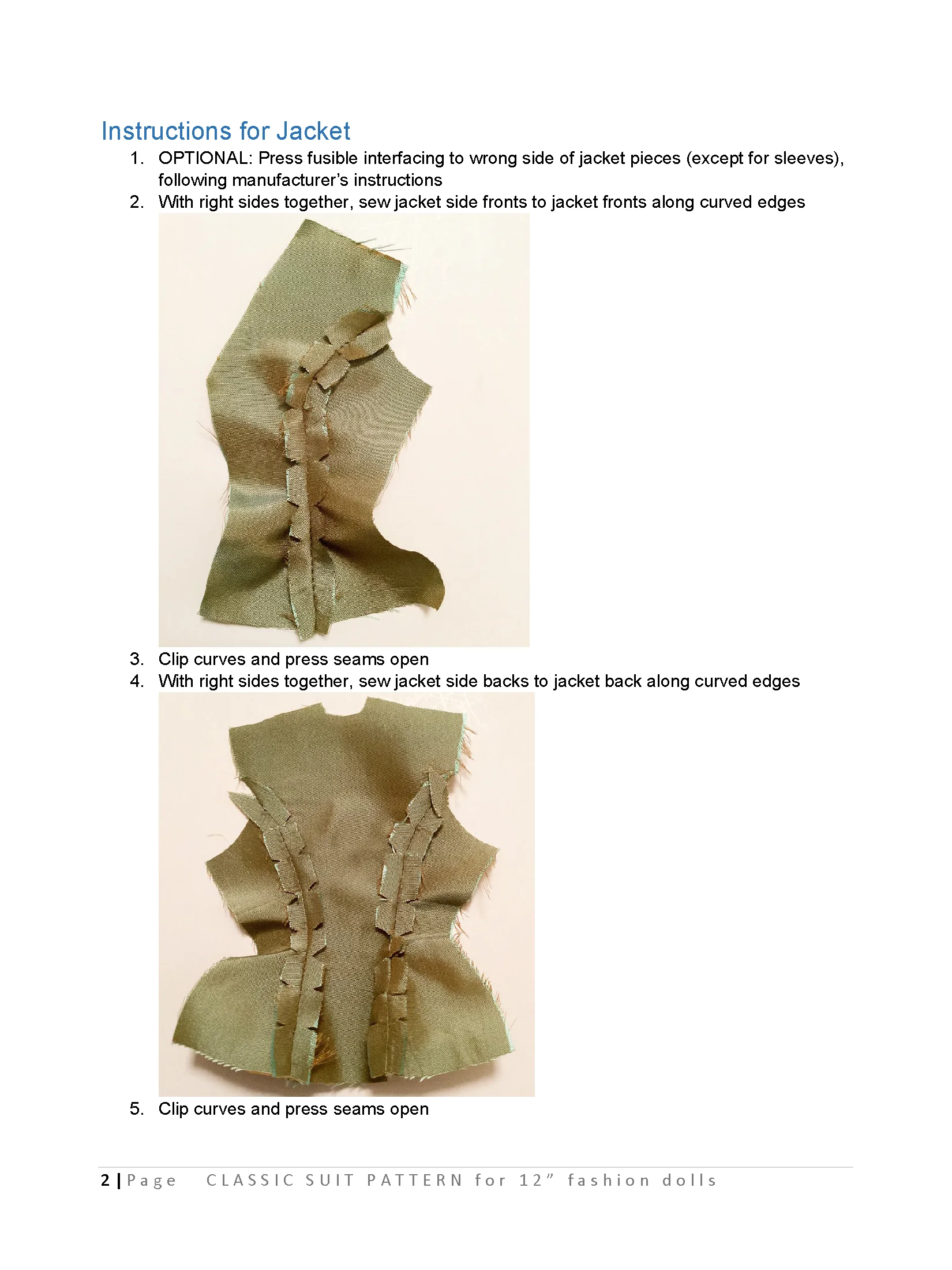 Classic Suit sewing pattern for 12" fashion dolls product image (3)