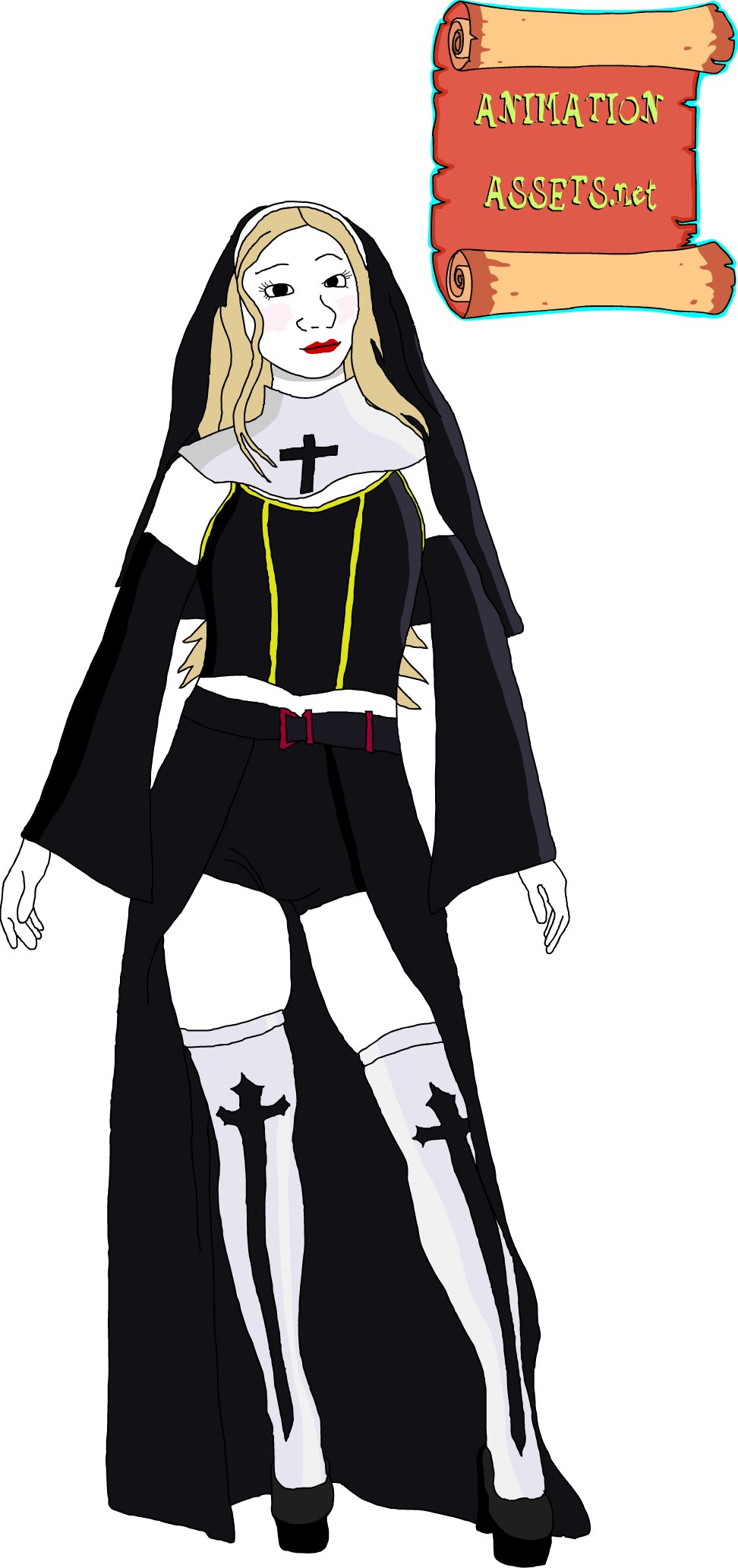 Nun Emily Standing/Sitting Front View | Adobe Animate Animation Pack product image (1)