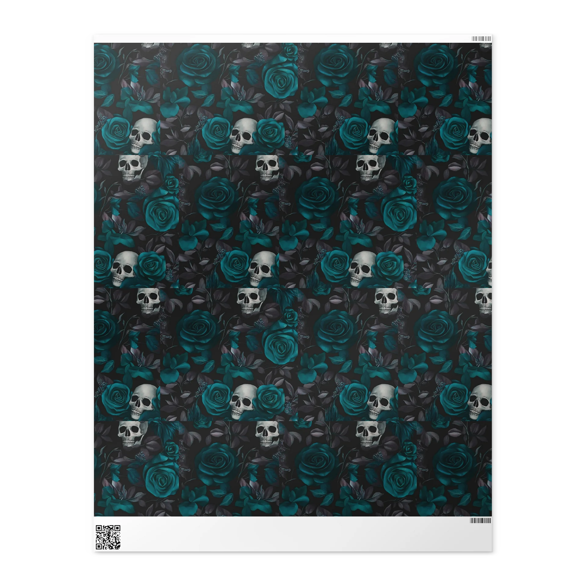 Teal Roses & Skulls Wrapping Paper product image (2)