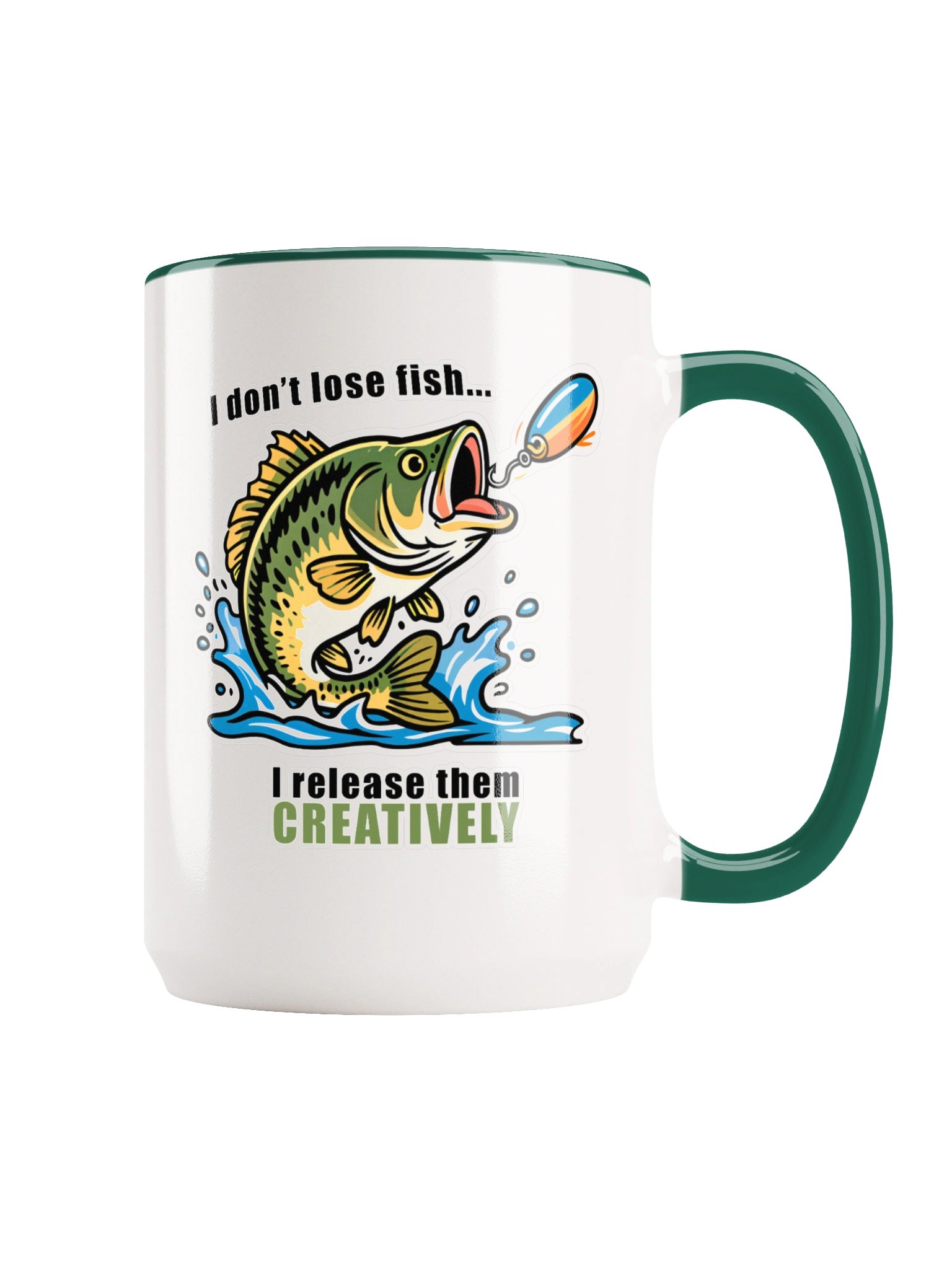Ceramic 15 oz Mug: "I don't lose fish... I release them Creatively" product image (1)