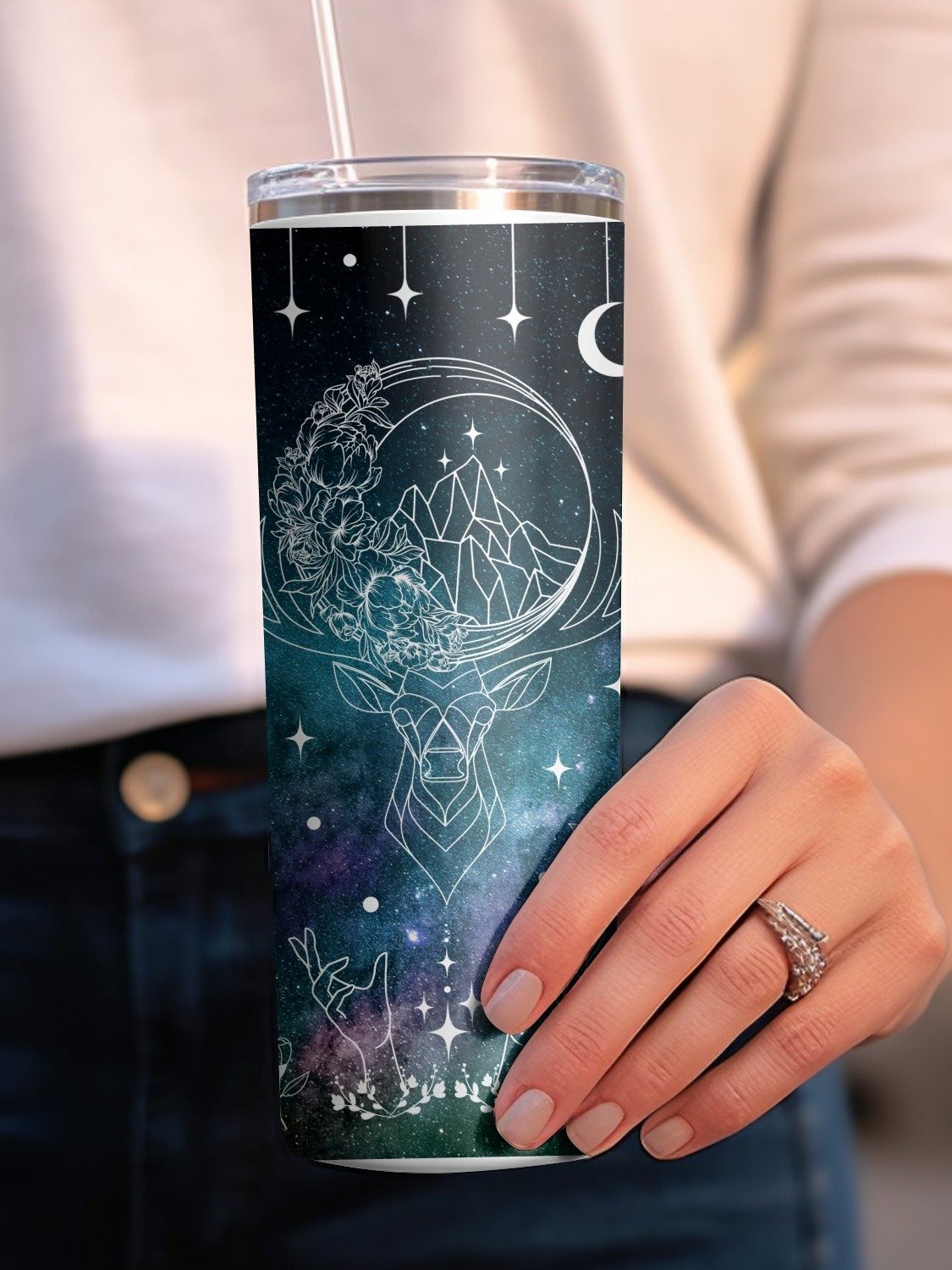Girl In Her Fantasy Era Witchy Assassin Line Art Galaxy 20oz Straight Tumbler Sublimation PNG, Bookish Smut Reader, Instant Digital Download product image (4)
