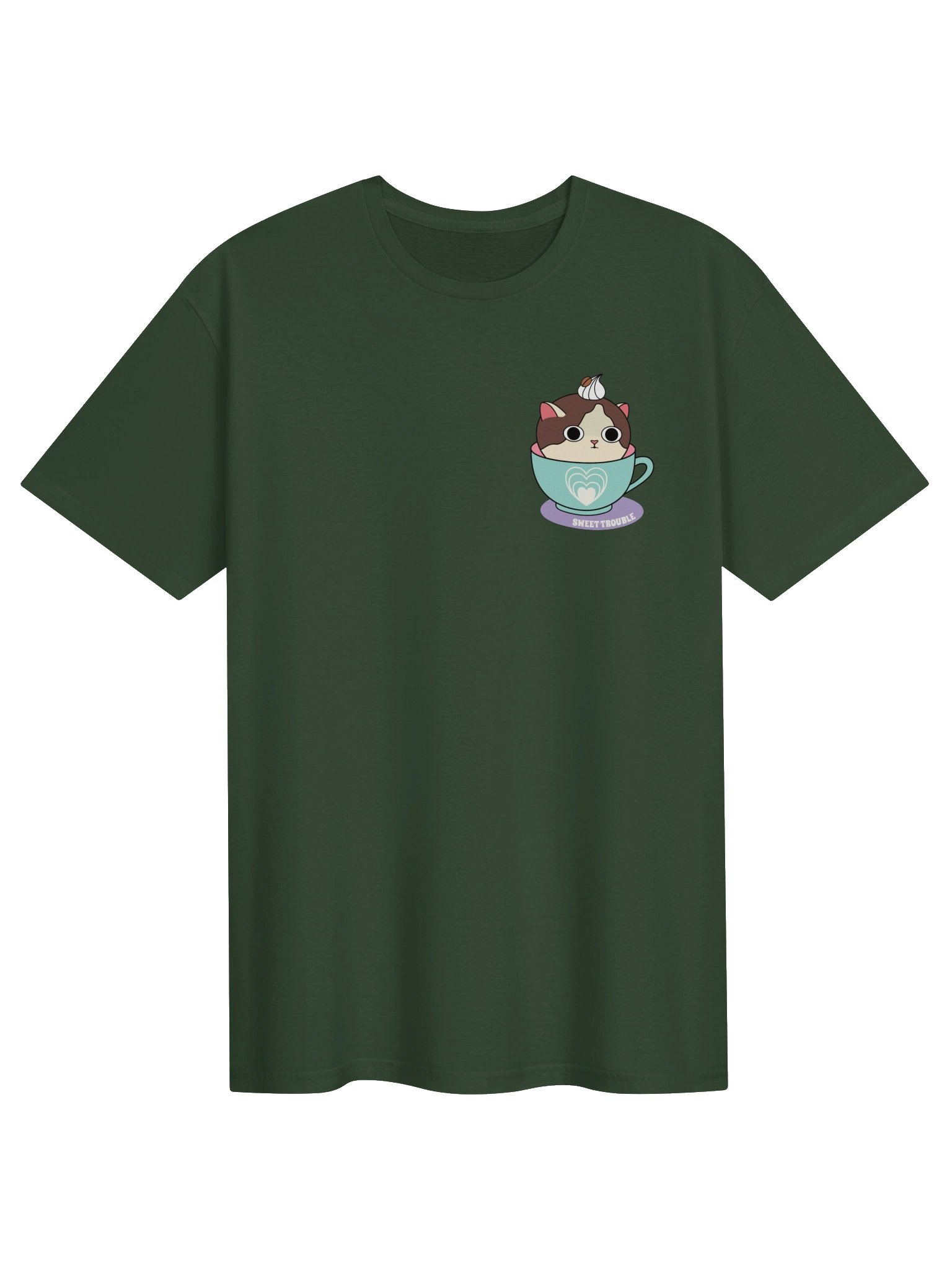 Sweet Trouble (Coffee Cat - Left Chest and Back Prints) - Unisex Adult Super Soft Lightweight T-shirt product image (2)
