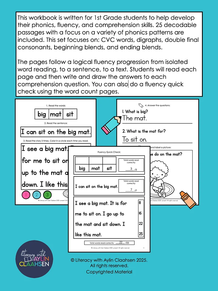 1st Grade Reading Passages to Build Fluency and Comprehension Skills product image (2)