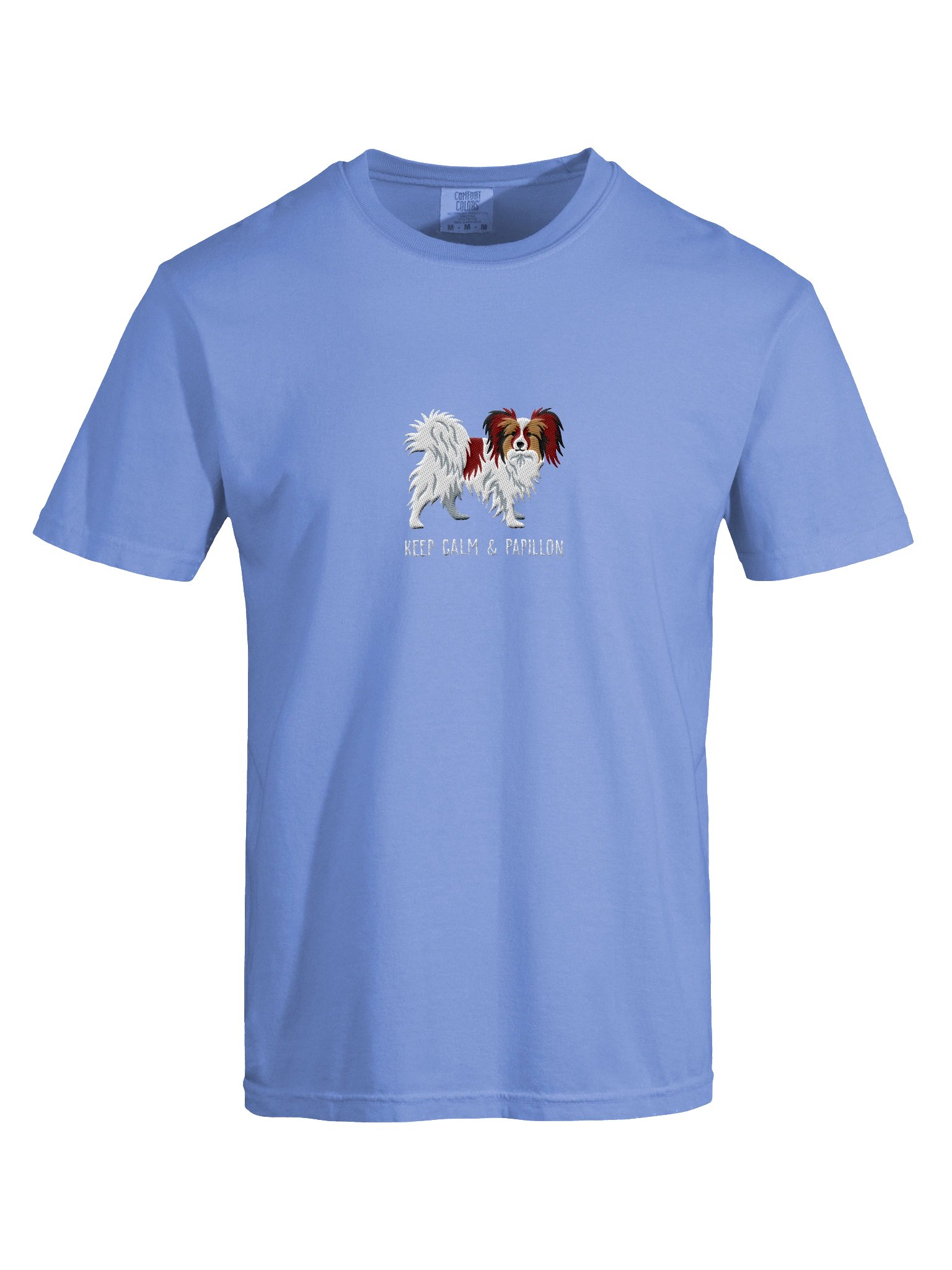 Keep Calm & Papillon T-Shirt(Embroidered) of a Papillon(Chocolate & White) product image (10)
