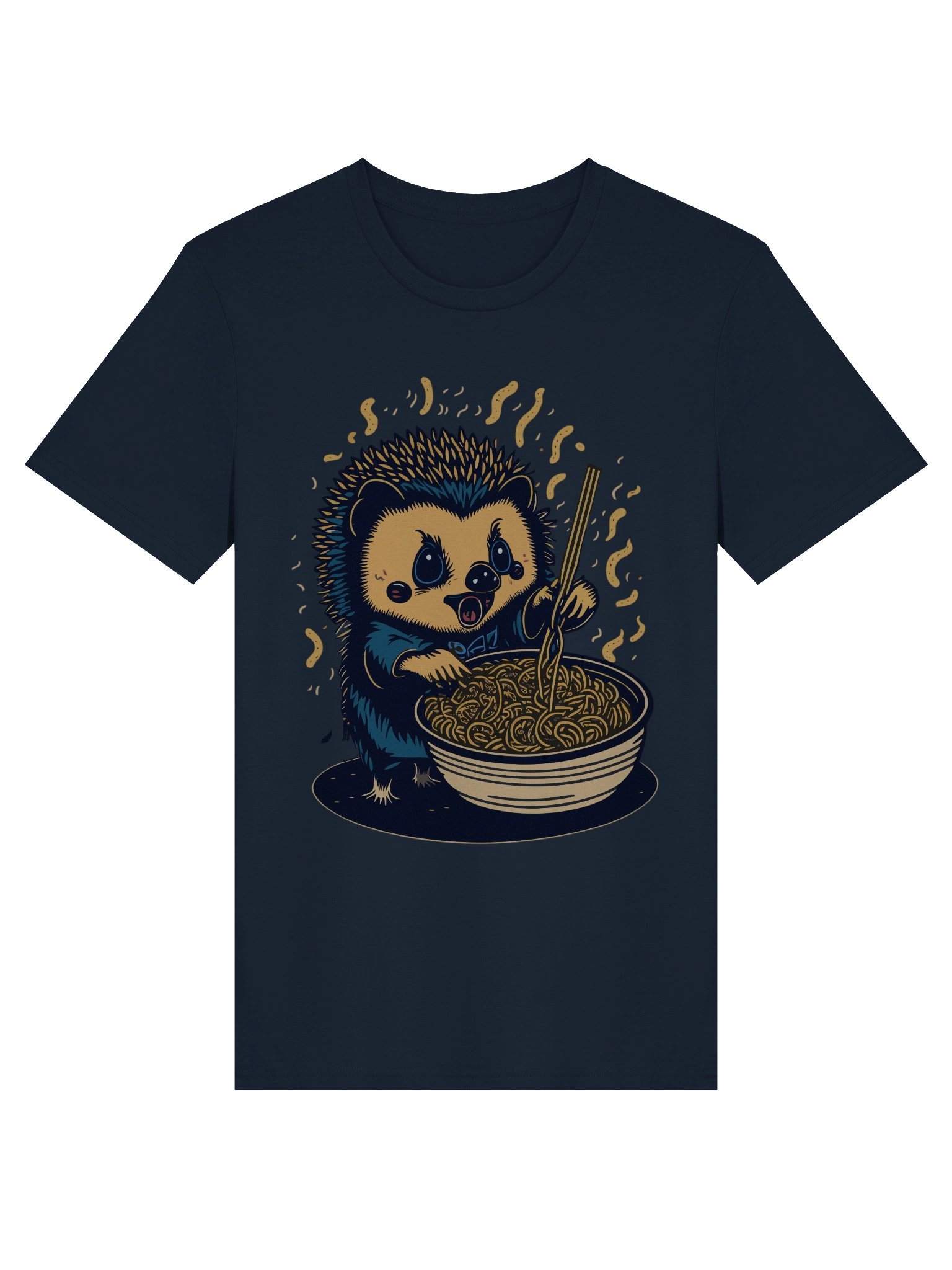Whimsical Noodle Lover Hedgehog T-Shirt product image (2)