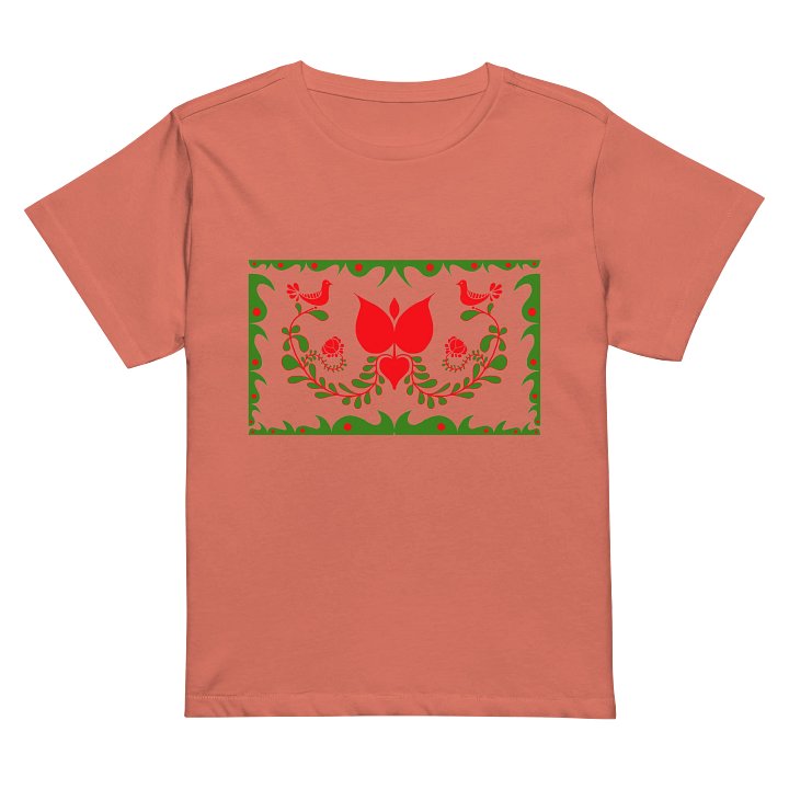 Hungarian Folk Art Women's High-Waisted Tee product image (2)