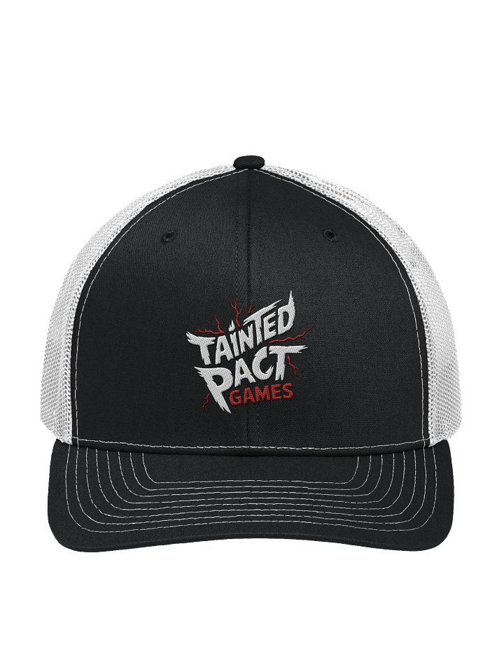Tainted Pact Trucker Hat Black On White product image (1)
