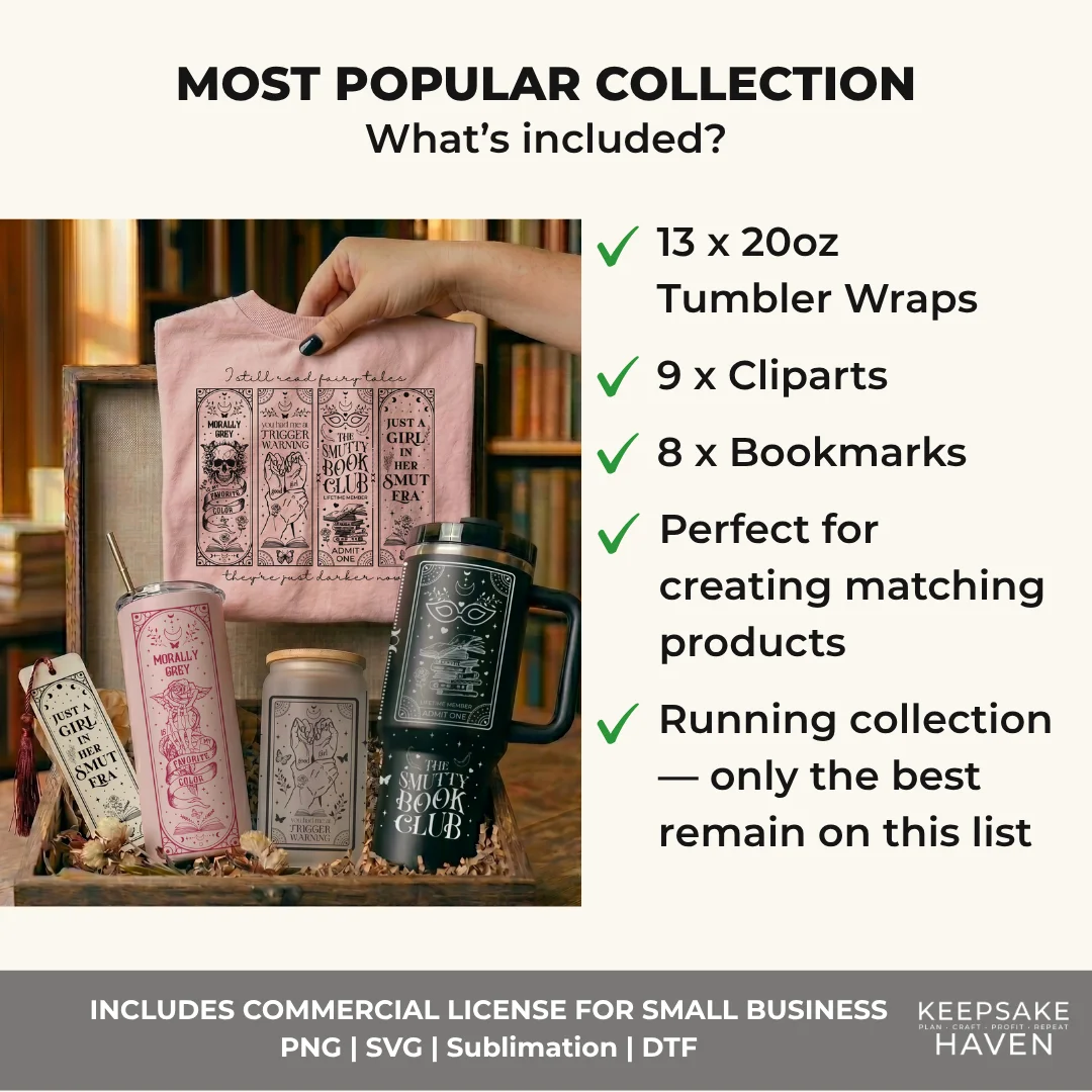 Top 30 Best Selling Dark Romance Romantasy Reader Bundle Book Box Designs PNG SVG, Tumbler Wrap Clipart Bookmark Sublimation DTF Instant Download product image (2)