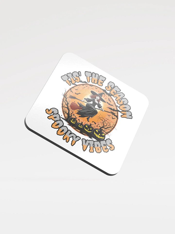 Tis The Season Spooky Vibes Glossed Cork Coaster product image (2)