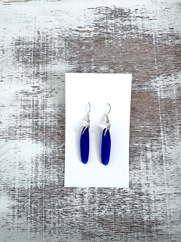 MFD-00105 or MFD-00106 | Sea Glass Drop Earrings | Sapphire Blue | Handmade Coastal Charm Jewelry by Monique Faella Designs™ product image (2)