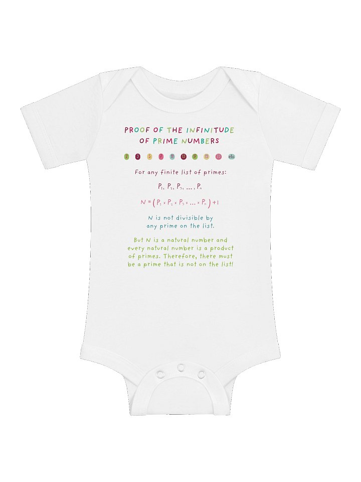 Infinite Primes Proof - Math Baby Onesie in White product image (1)