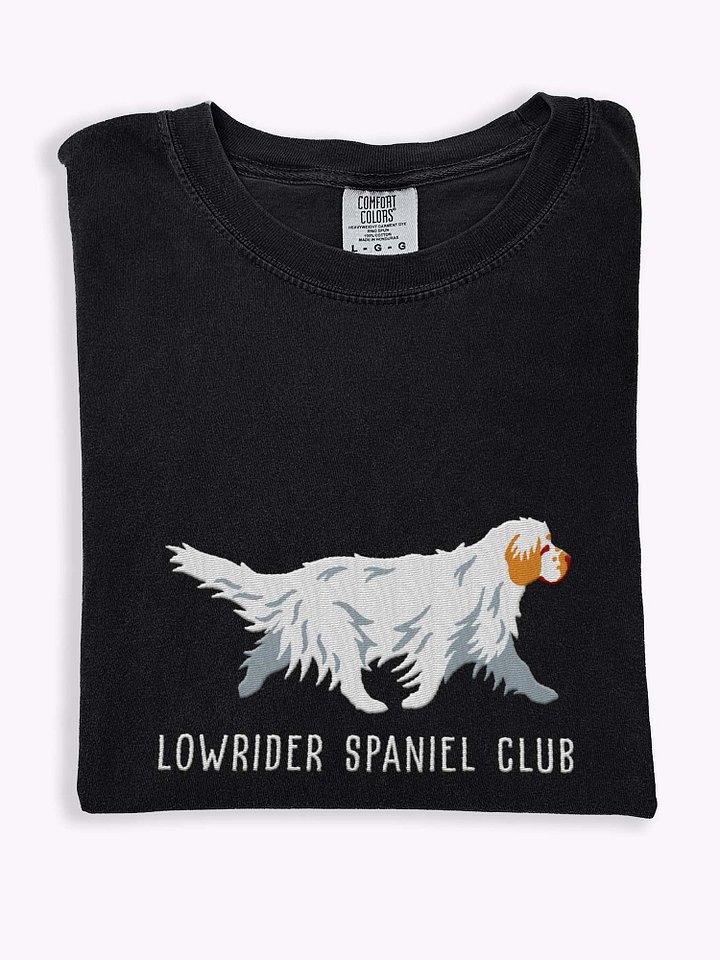 Lowrider Spaniel Club T-Shirt(Embroidered) of a Clumber Spaniel(Tan & White) product image (1)