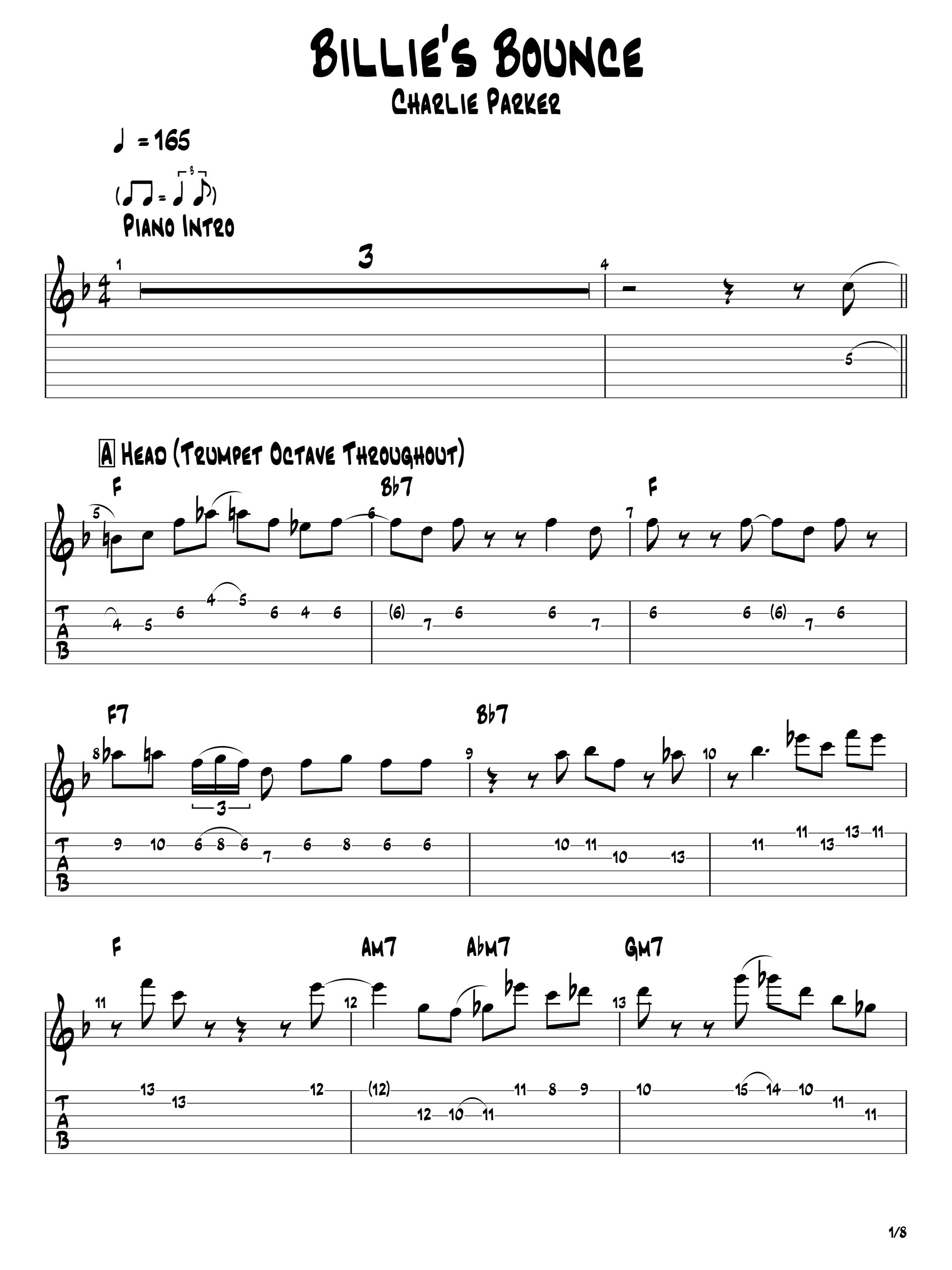 Billie’s Bounce – Guitar Pro File (Charlie Parker Solo) product image (2)