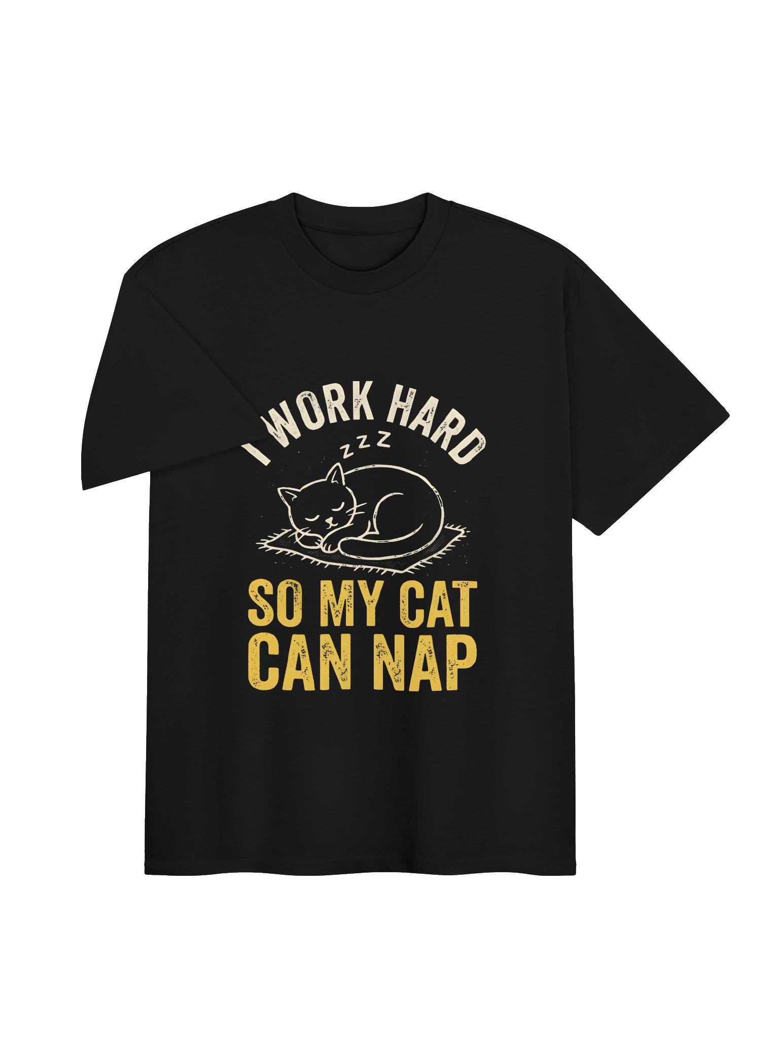 Funny Cat Lover "I Work Hard So My Cat Can Nap" Vintage Graphic T-Shirt product image (8)