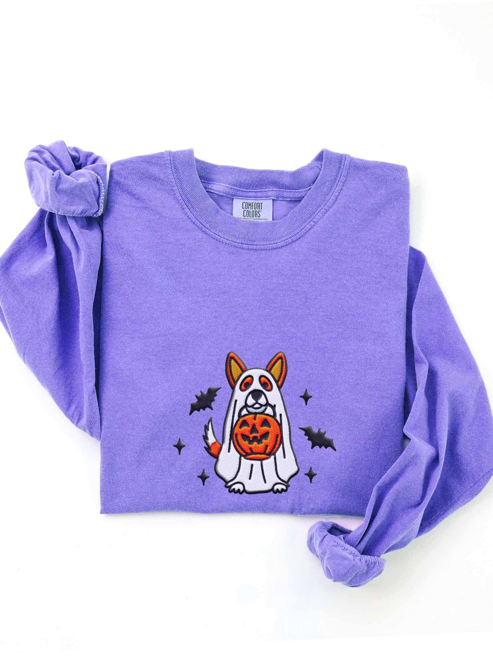 Halloween Cardigan Welsh Corgi(Red) Embroidered Long-sleeved T-Shirt product image (1)