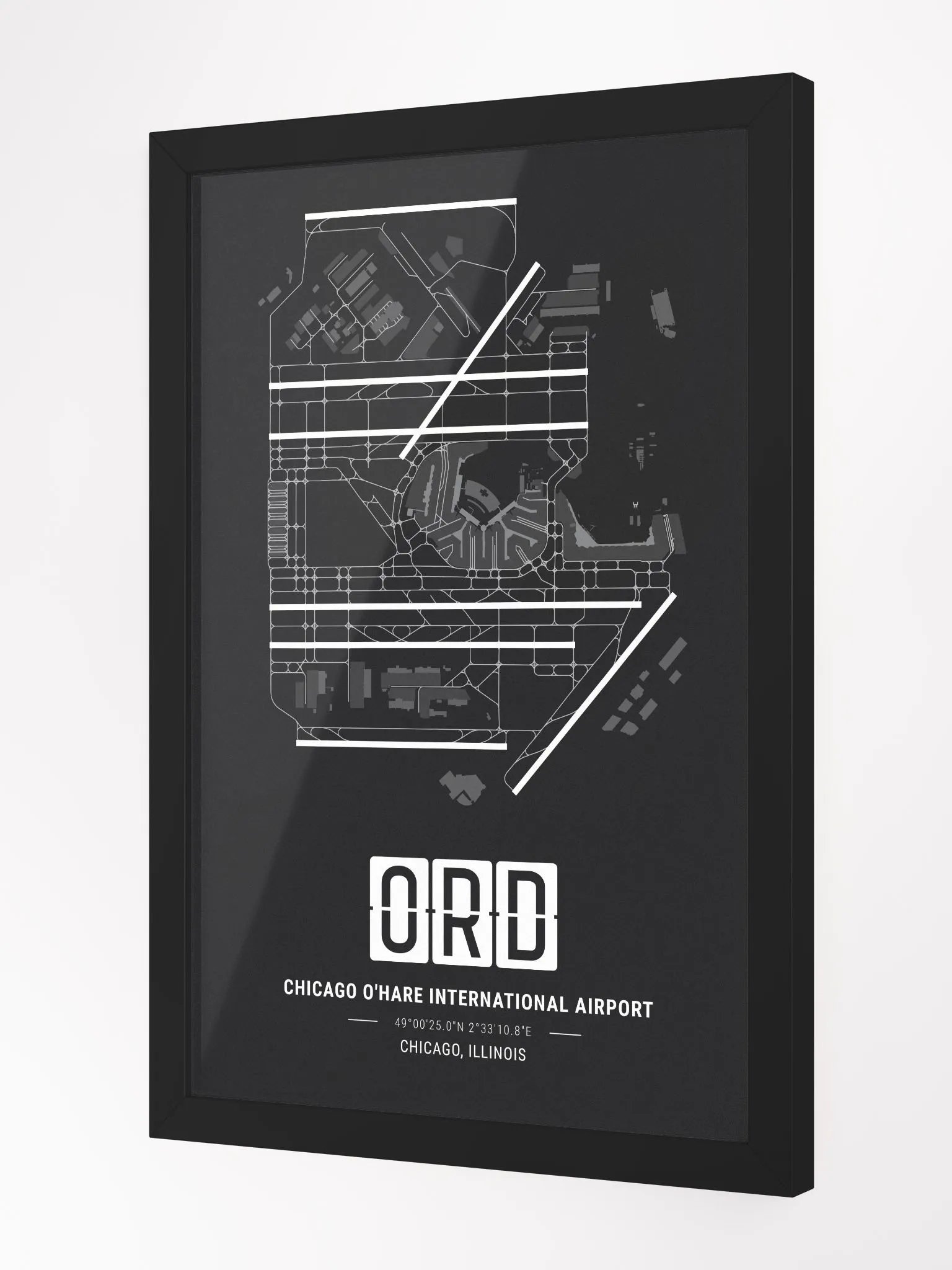 Framed Airport ORD Premium Map On Matt Paper product image (2)