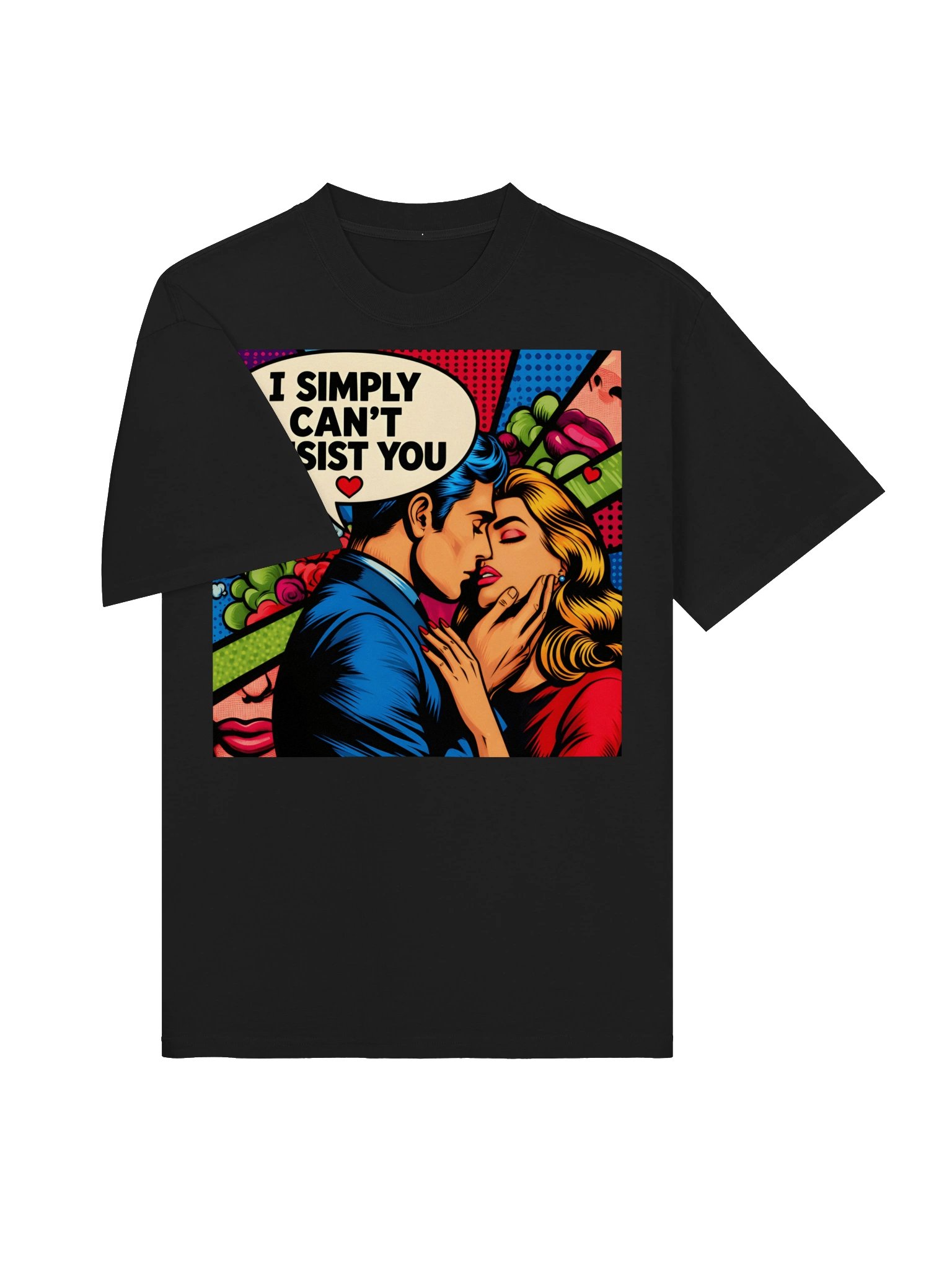 I Simply Can't Resist You | Oversized Pop Art T-Shirt | Retro Comic Couples Tee product image (4)