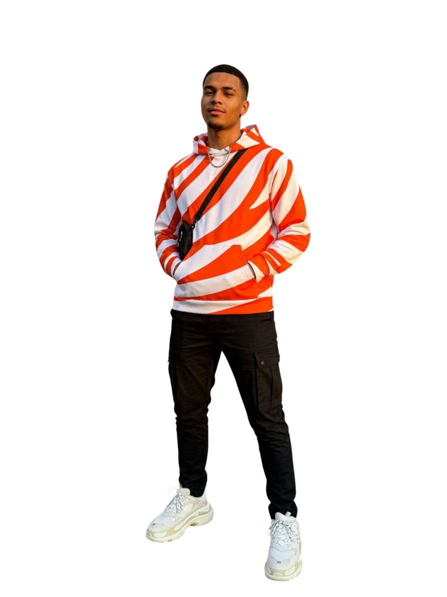 Tiger Print Graphic Hoodie – Orange White product image (5)