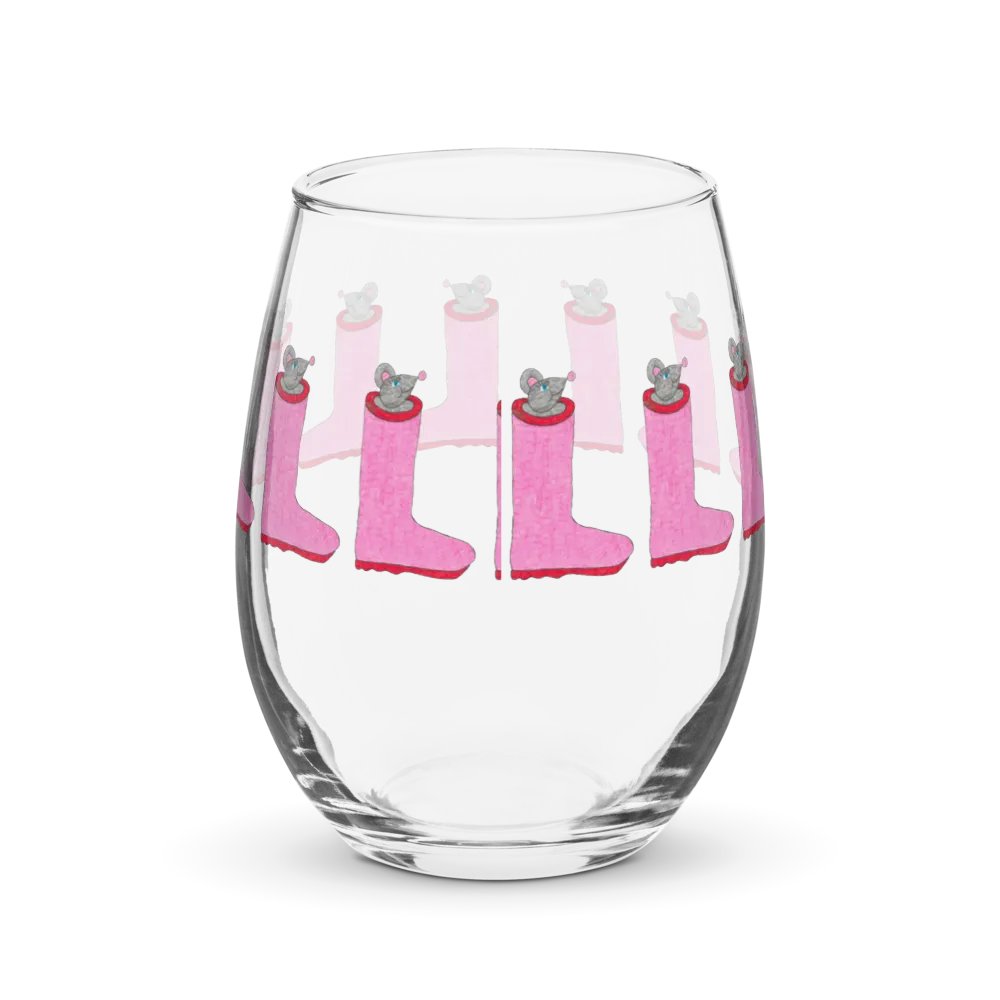 Rain boot mouse Stemless Wine Glass product image (2)