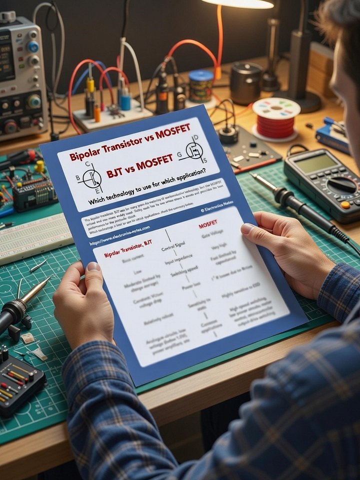 Bipolar Junction Transistor BJT vs MOSFET Downloadable Crib Sheet Infographic product image (1)
