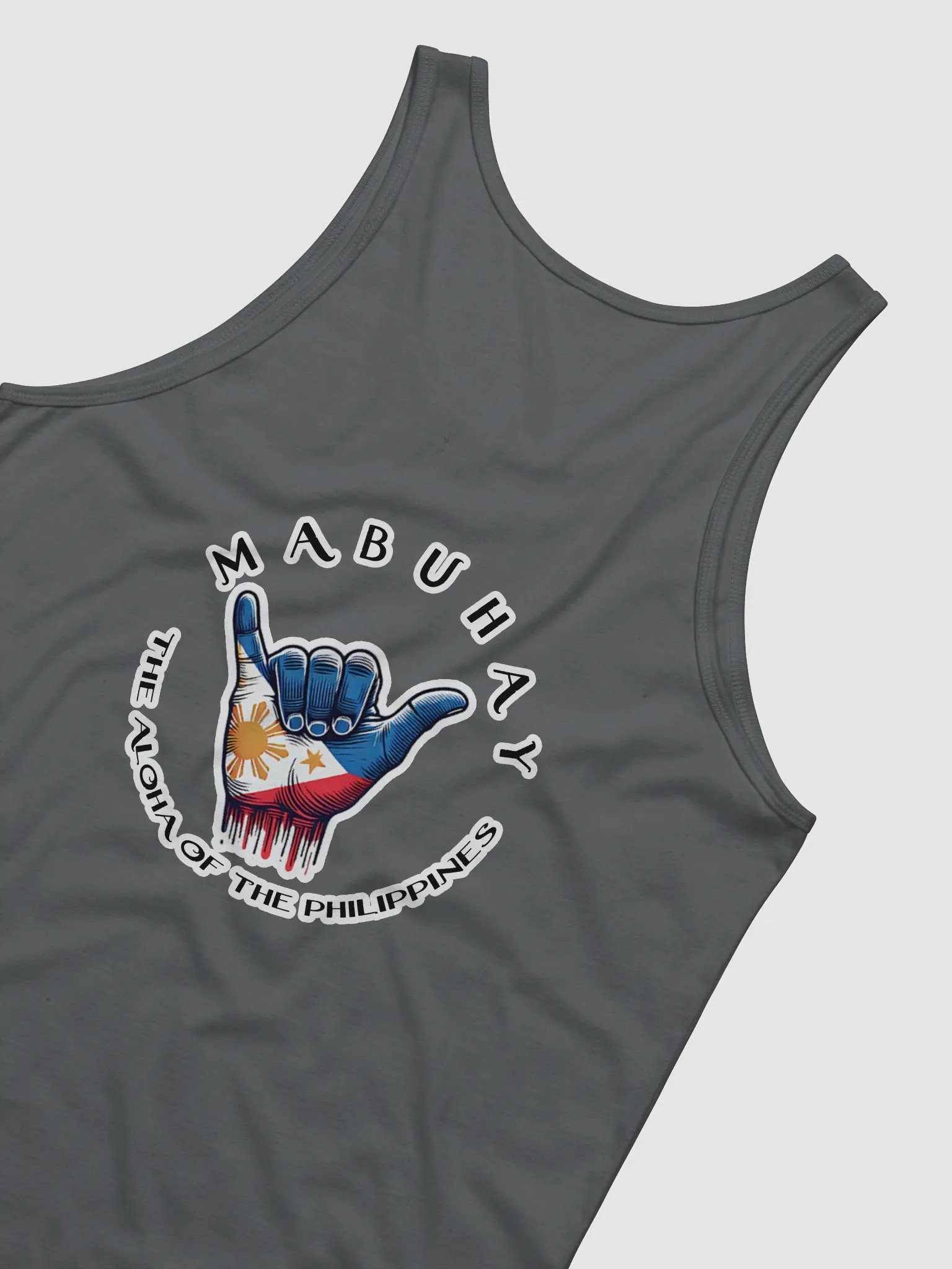 MABUHAY THE ALOHA OF THE PHILIPPINES MEN'S TANK TOP - SHAKA HANG LOOSE VIBES, SMALL FRONT LOGO, LARGE BACK LOGO product image (42)