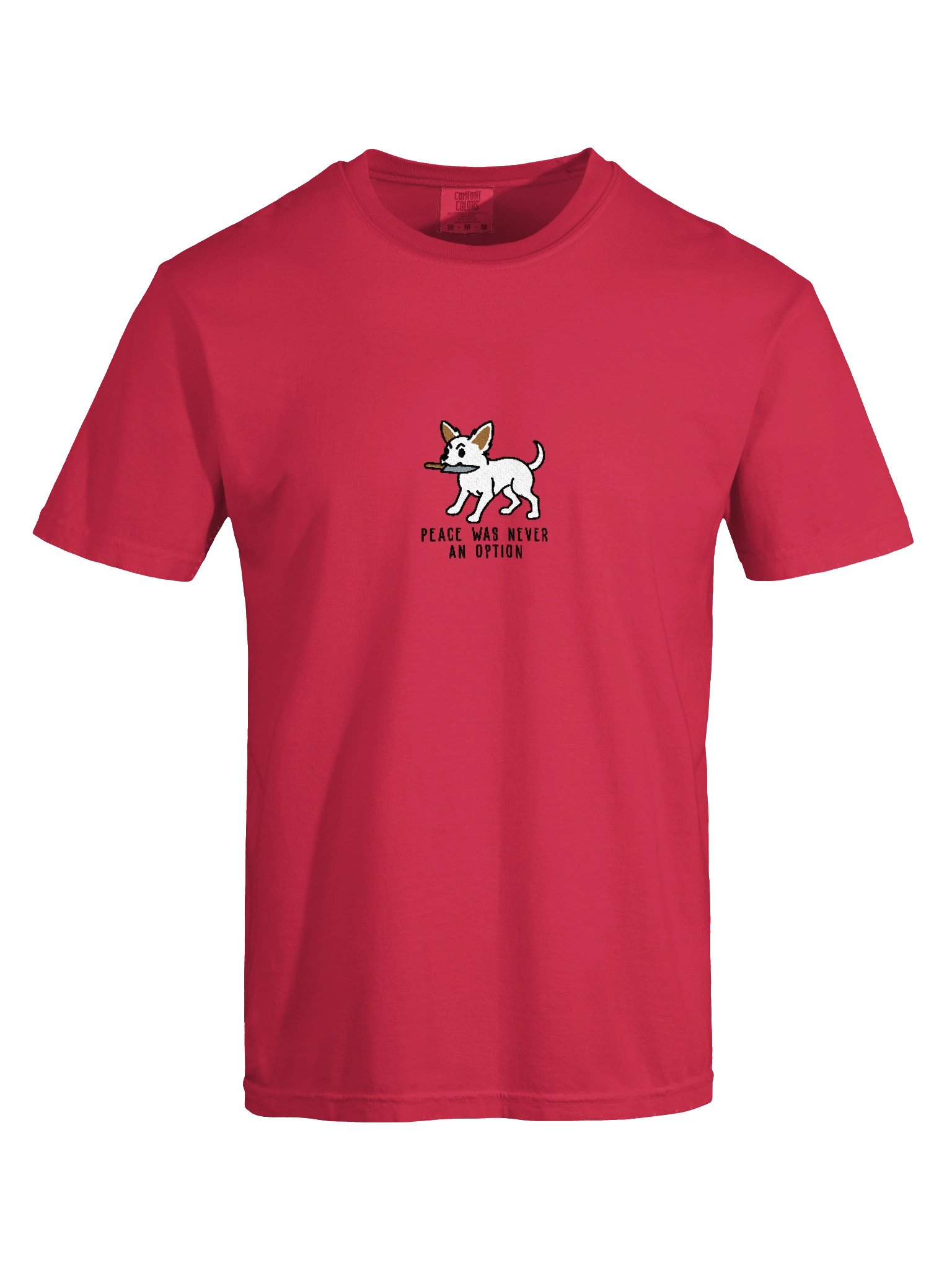 Peace Was Never an Option Funny Chibi-Style Embroidered T-Shirt for Chihuahua(White) Owners product image (27)