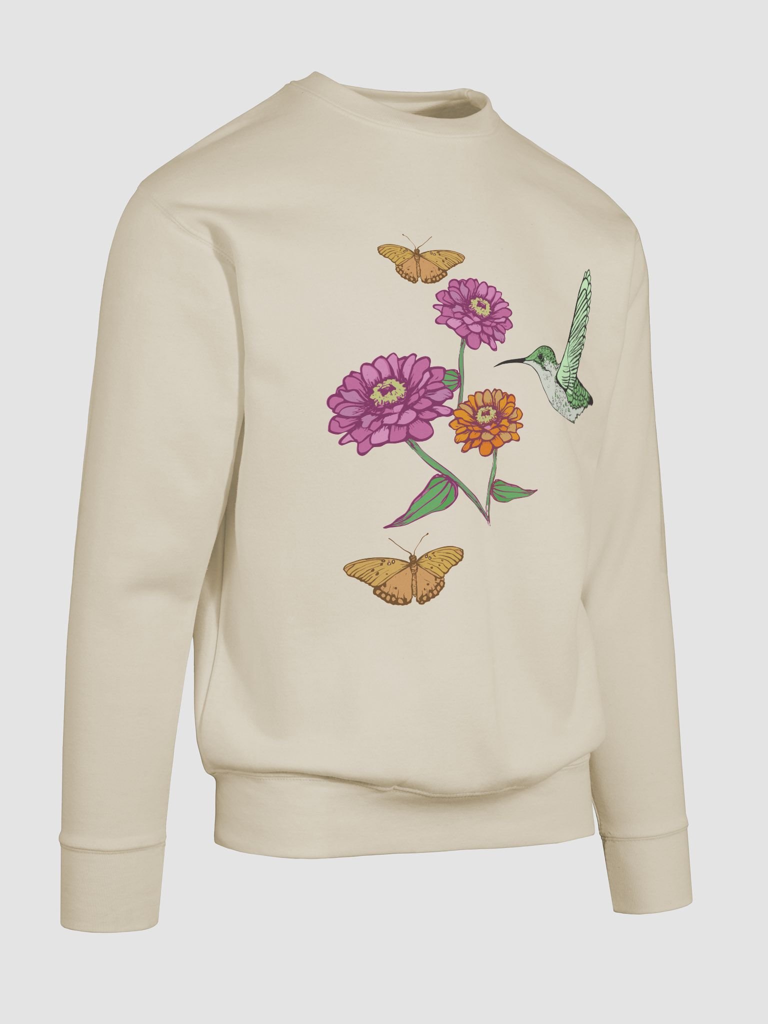 Hummingbird Butterfly Zinnia Sweatshirt product image (10)