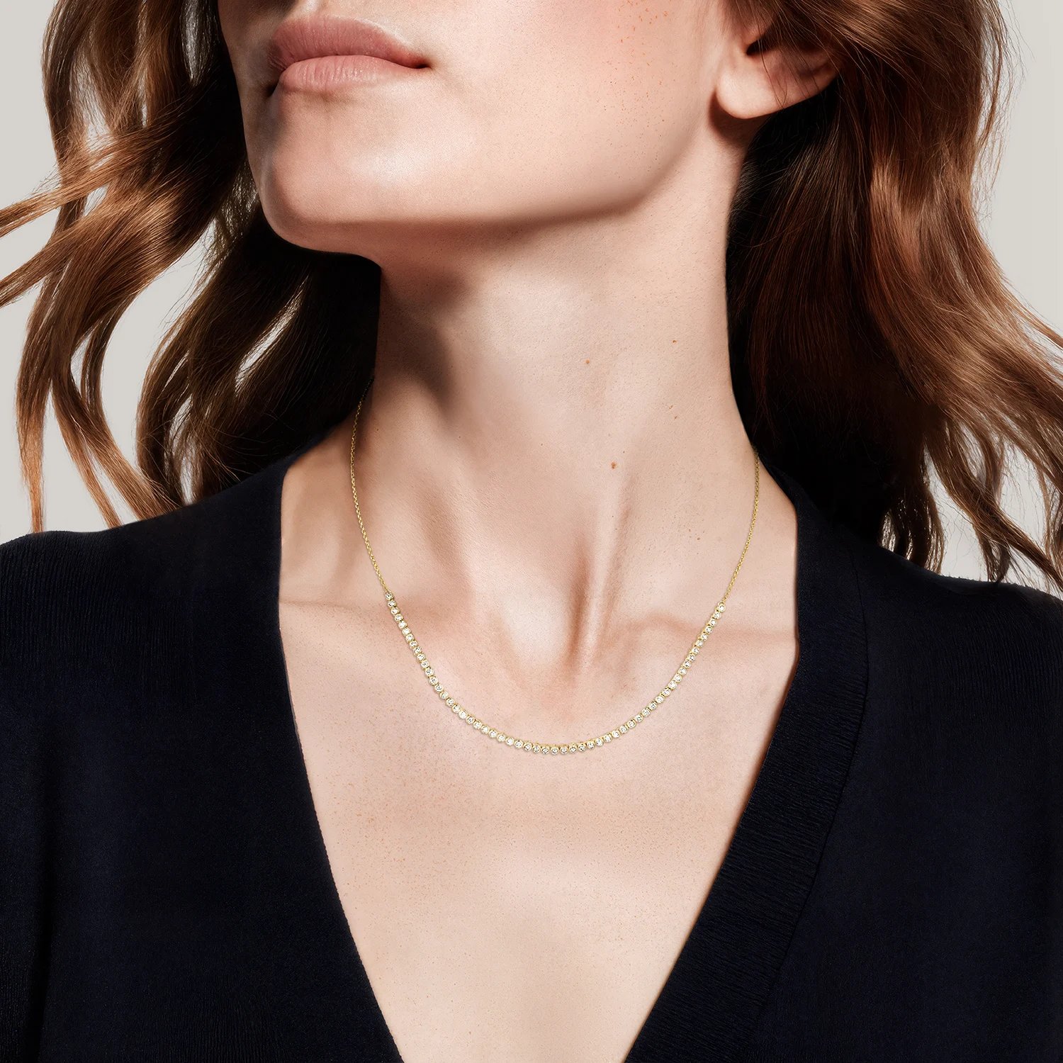 1/3 Coverage Petite Bezel Lab Diamond Tennis Necklace product image (2)