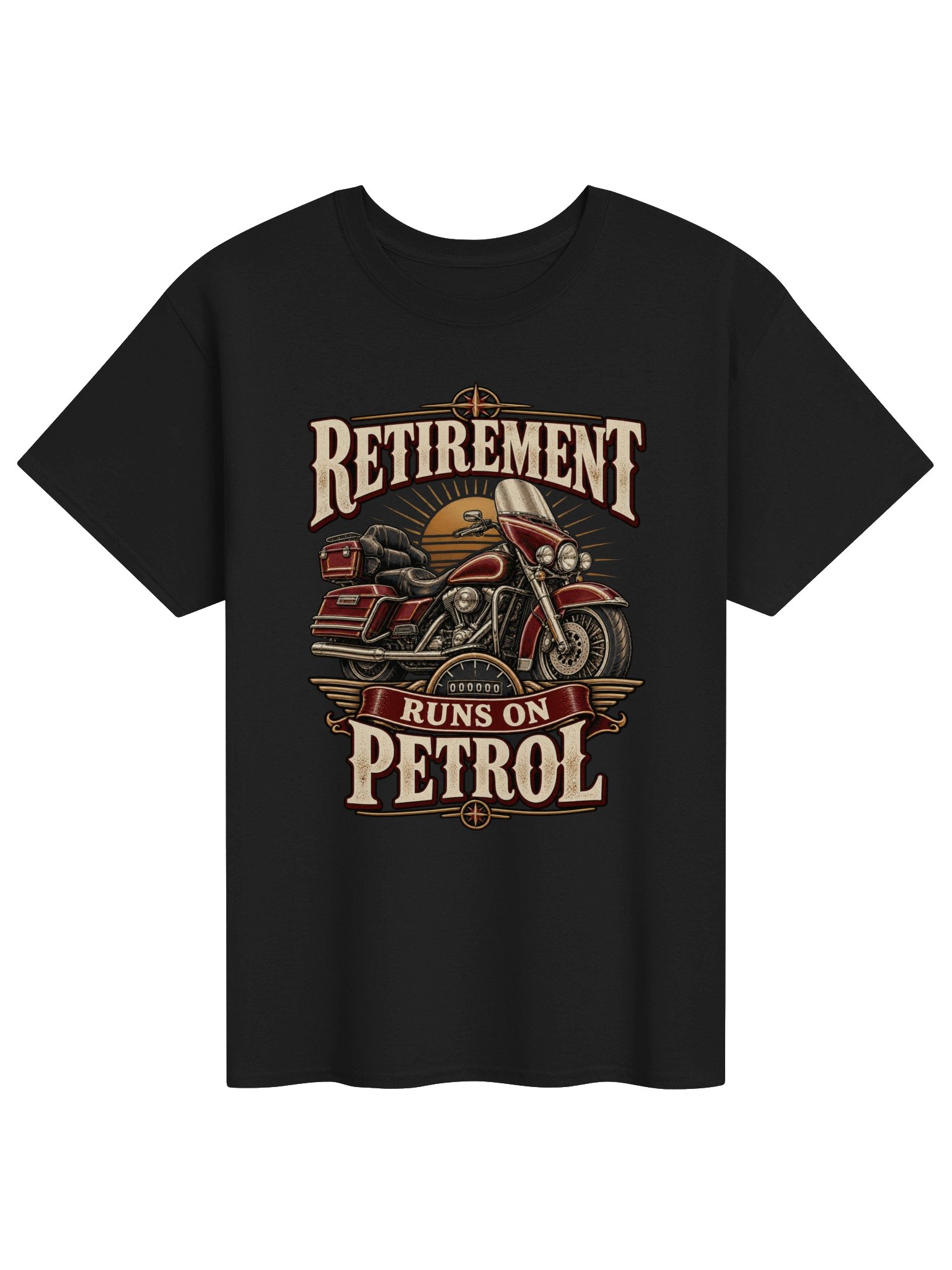 Retirement Runs on Petrol – Funny Retired Biker T-Shirt product image (1)
