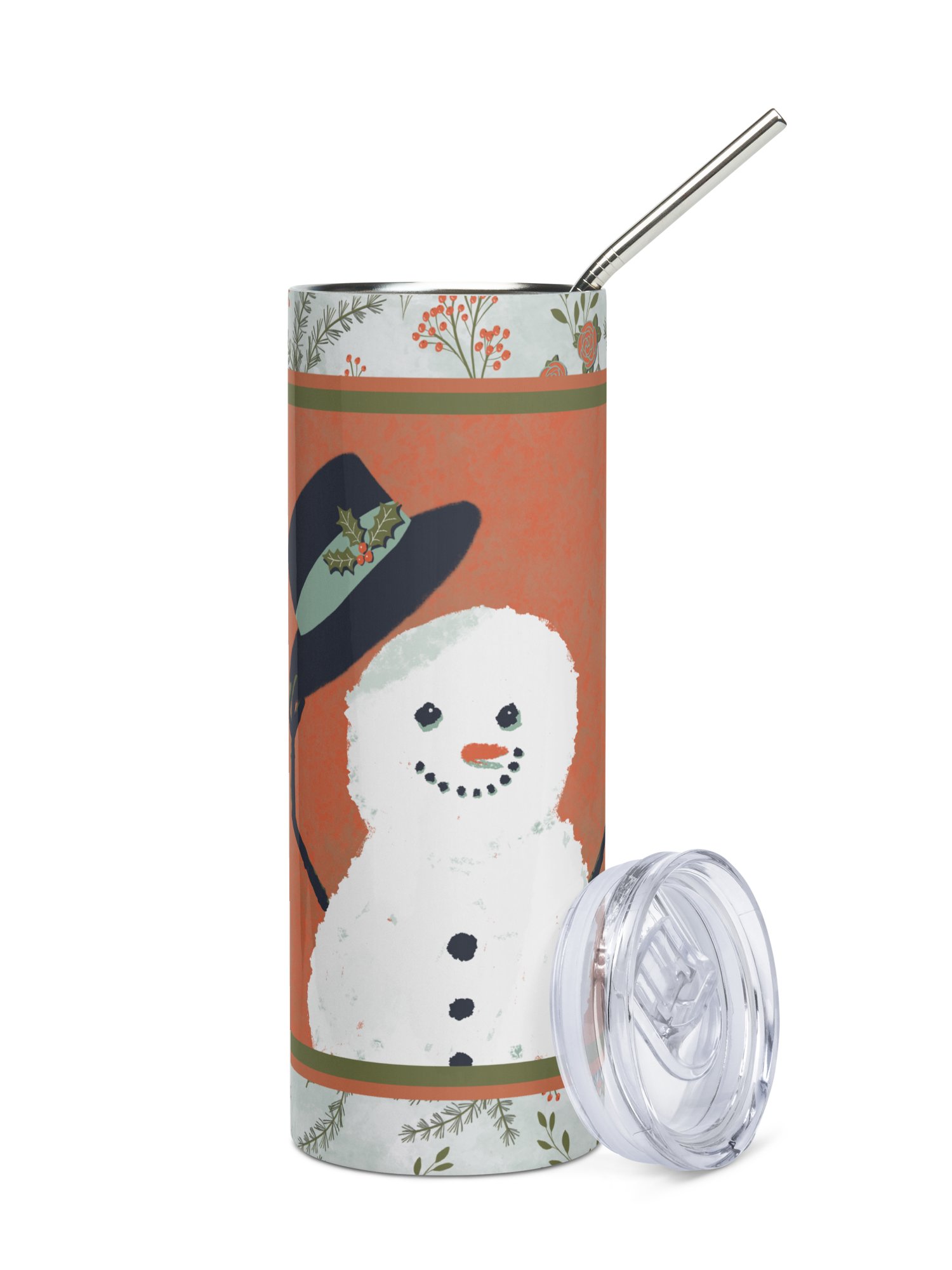 “Snowman Hello” 20-Ounce Stainless Steel Tumbler with Straw product image (1)