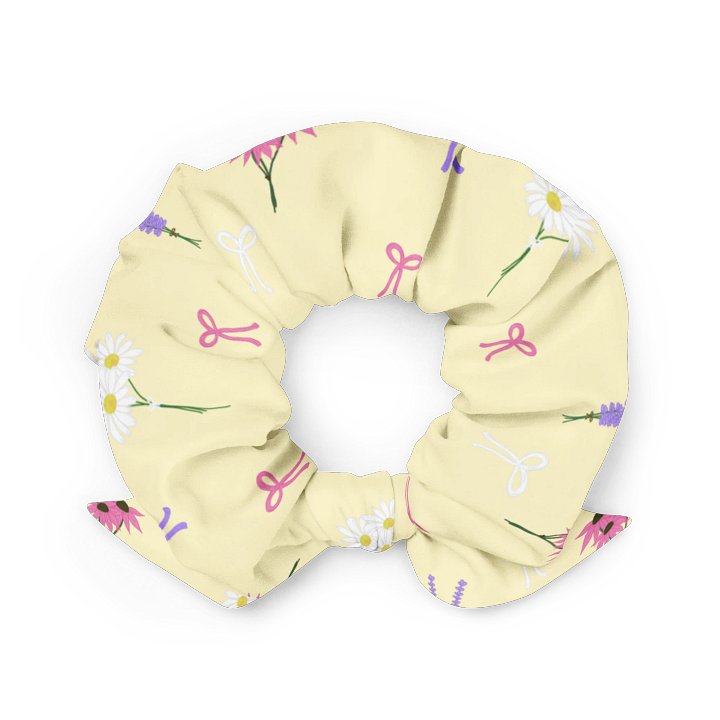 Wildflowers and Bows Pattern- Yellow Background Scrunchie product image (2)