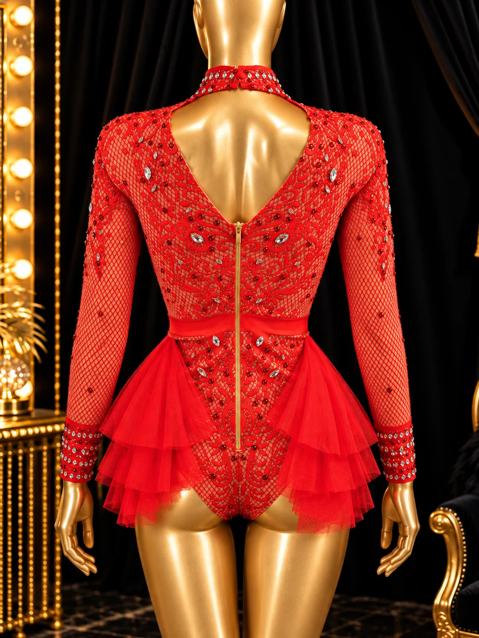 Crystal Embellished Tulle Bodysuit product image (4)
