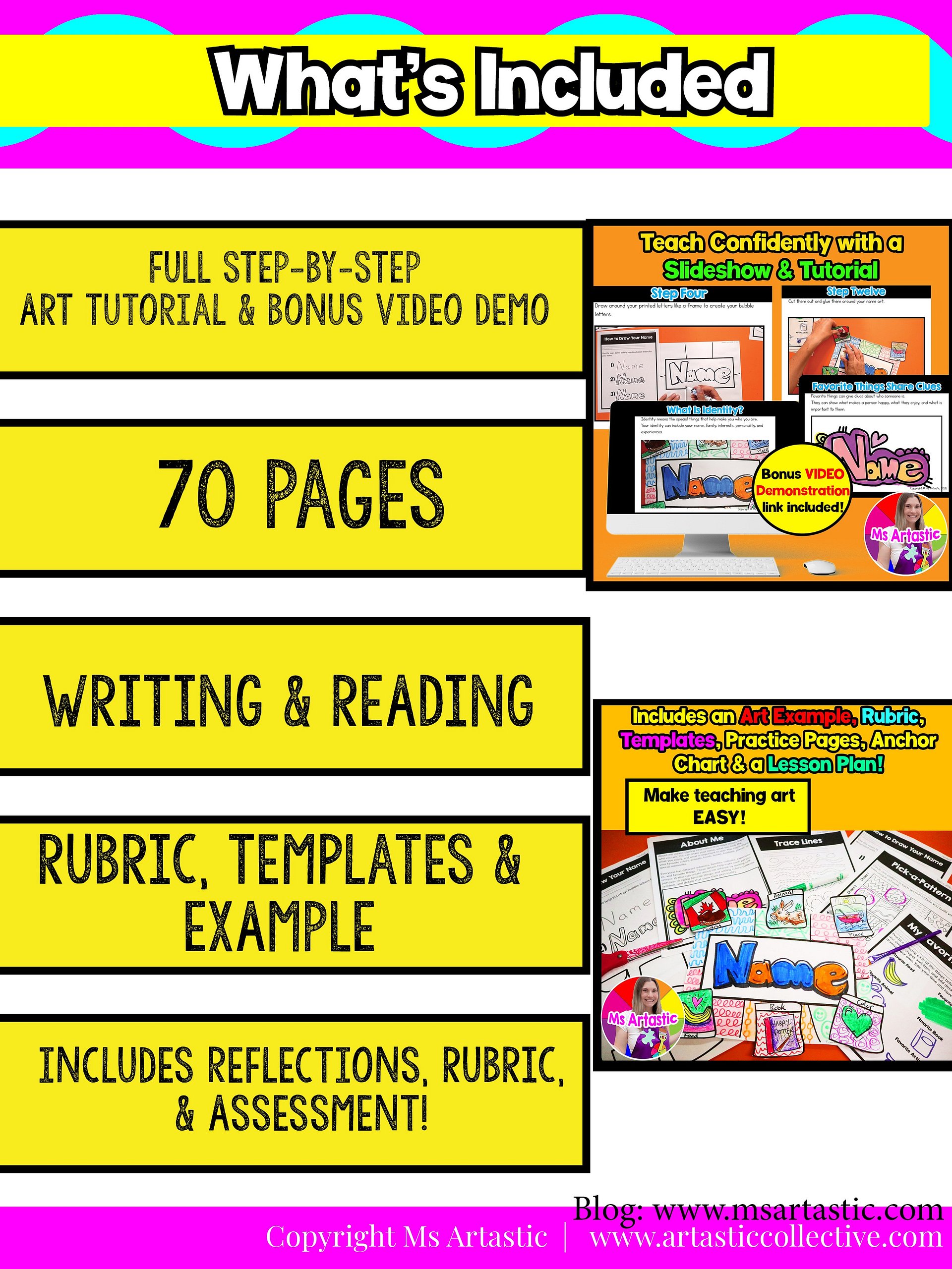 2nd Grade Back to School About Me Name Art Lesson Favorite Things Art Project product image (7)
