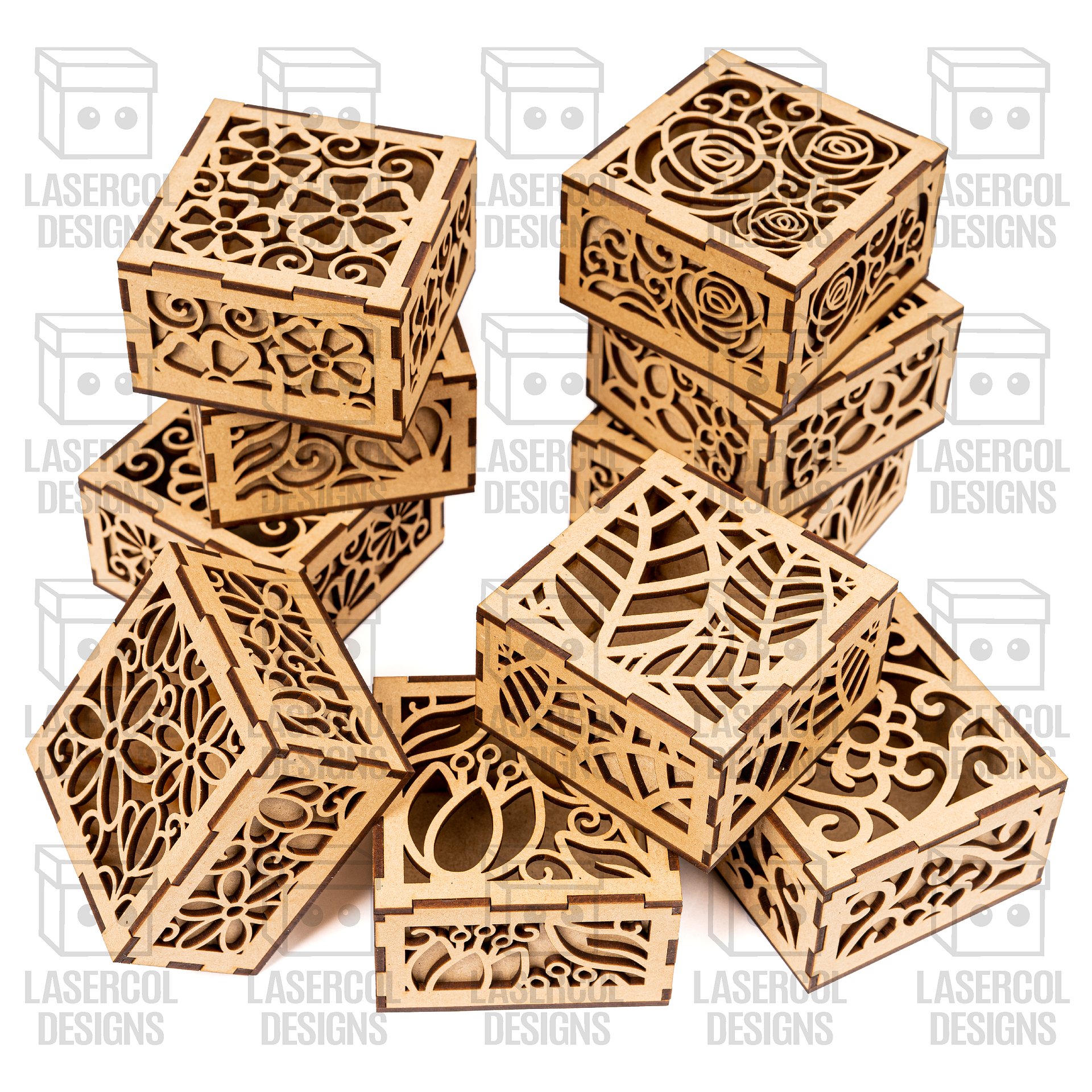 Boxes Bundle Set 1 & 2 (2 Sizes, 10 Styles Each) - Laser Cut Files product image (7)