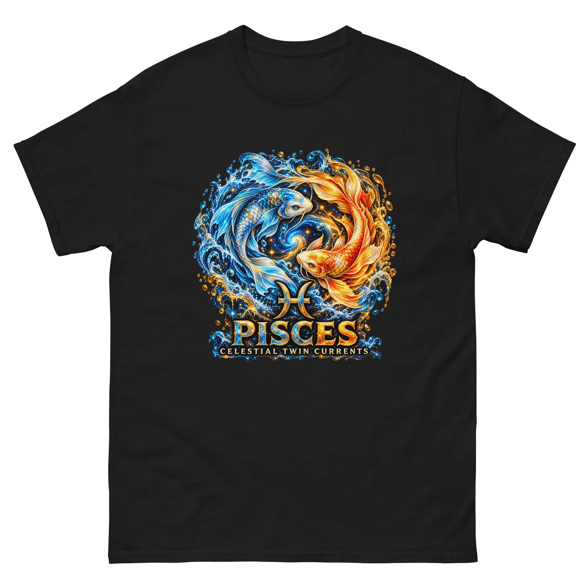 Celestial Twin Currents — Pisces Zodiac Tee product image (2)