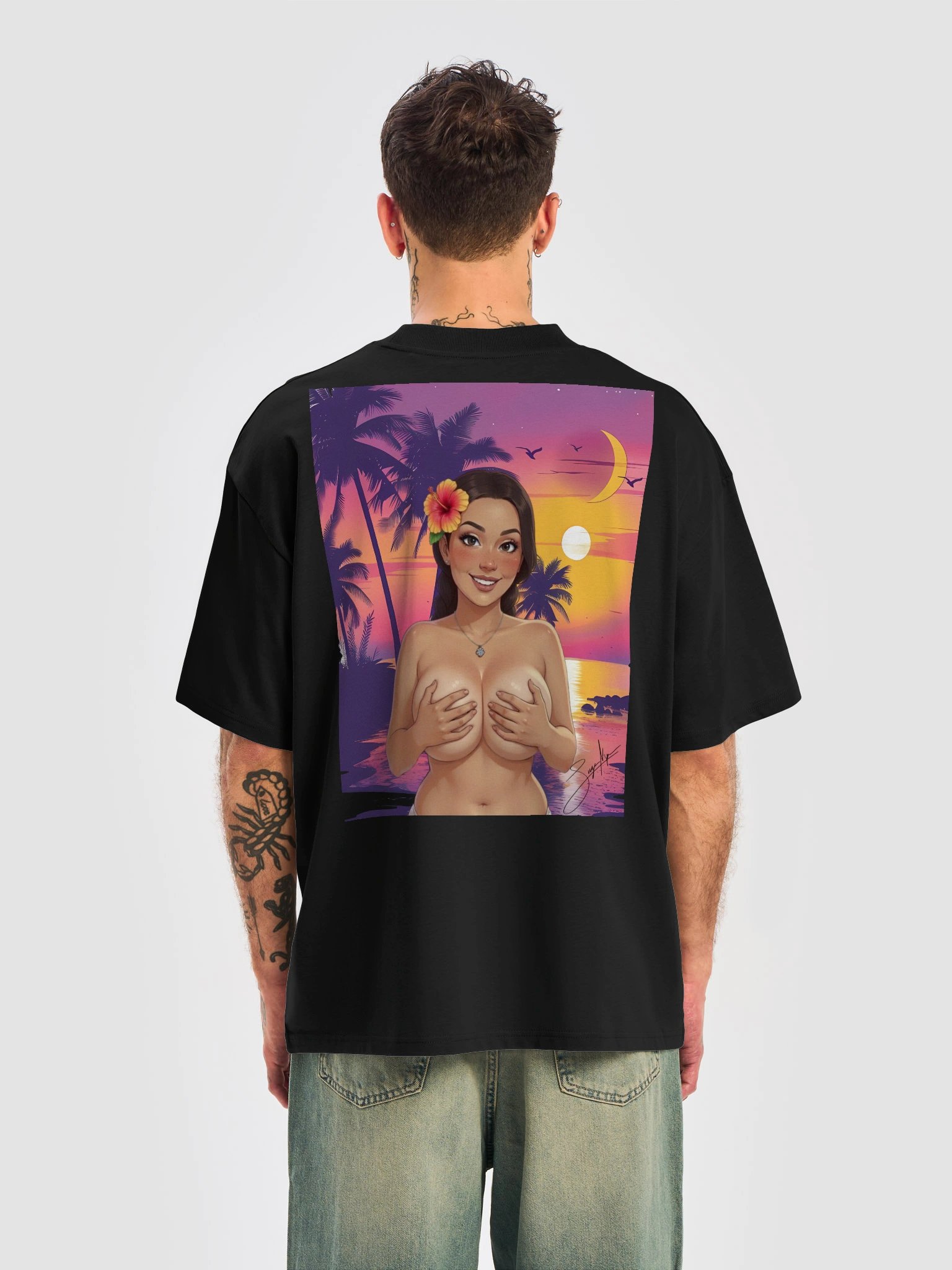 SugaNips Tropical Sunset Oversized Tee product image (6)