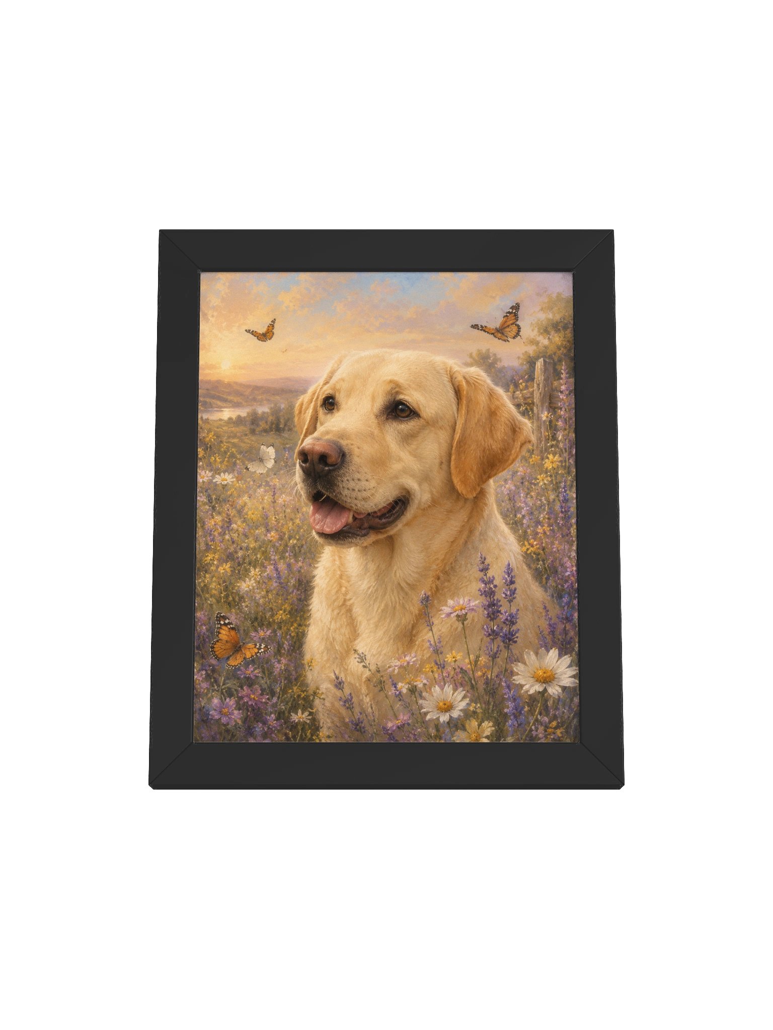 Sunlit Labrador Butterfly Meadow Poster product image (1)
